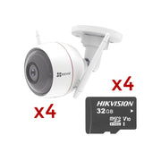 KIT DE CAMARAS WIFI, INCLUYE 4 PIEZAS C3W Y 4 PIEZAS HS-TF-L2/32G/P / AUDIO DE DOS VÍAS / DETECCIÓN DE MOVIMIENTO / LUZ BLANCA / SIRENA-Kits Sistemas Completos-EZVIZ-Bsai Seguridad & Controles