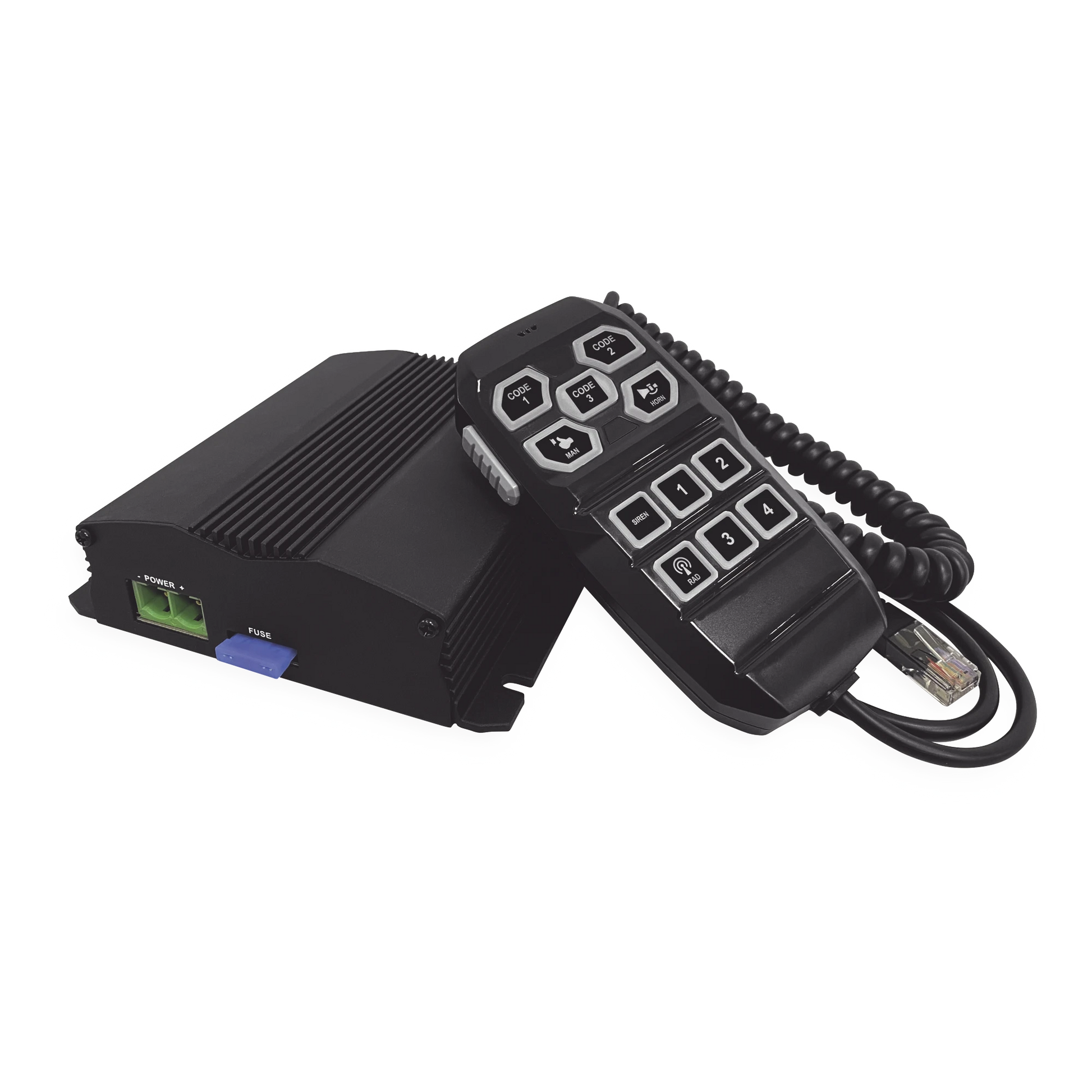 SIRENA VEHICULAR DE 100W DE POTENCIA, CON CONTROLADOR UNIMANDO PARA CONTROL DE TONOS, 4 SALIDAS AUXILIARES Y MICROFONO-Sirenas / Bocinas y Controladores Vehiculares-SIGNALPRO-Bsai Seguridad & Controles