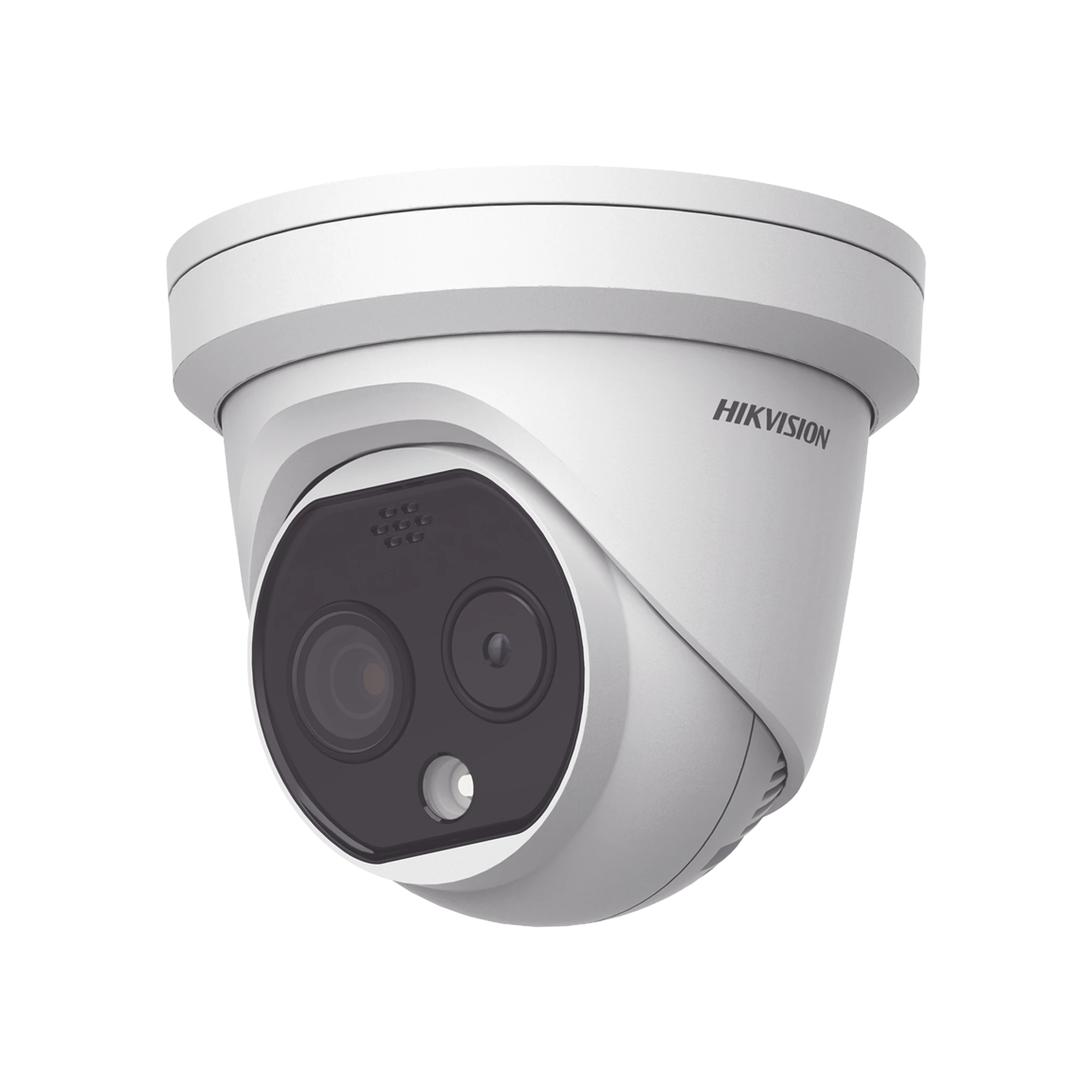 TURRET IP DUAL / TÉRMICA 3.1 MM (160 X 120) / ÓPTICO 4 MM (4 MEGAPIXEL) / TERMOMÉTRICA / DETECCIÓN DE TEMPERATURA / POE /EXTERIOR IP66 / SIRENA Y LUZ INTERMITENTE INTEGRADA-Cámaras IP-HIKVISION-Bsai Seguridad & Controles