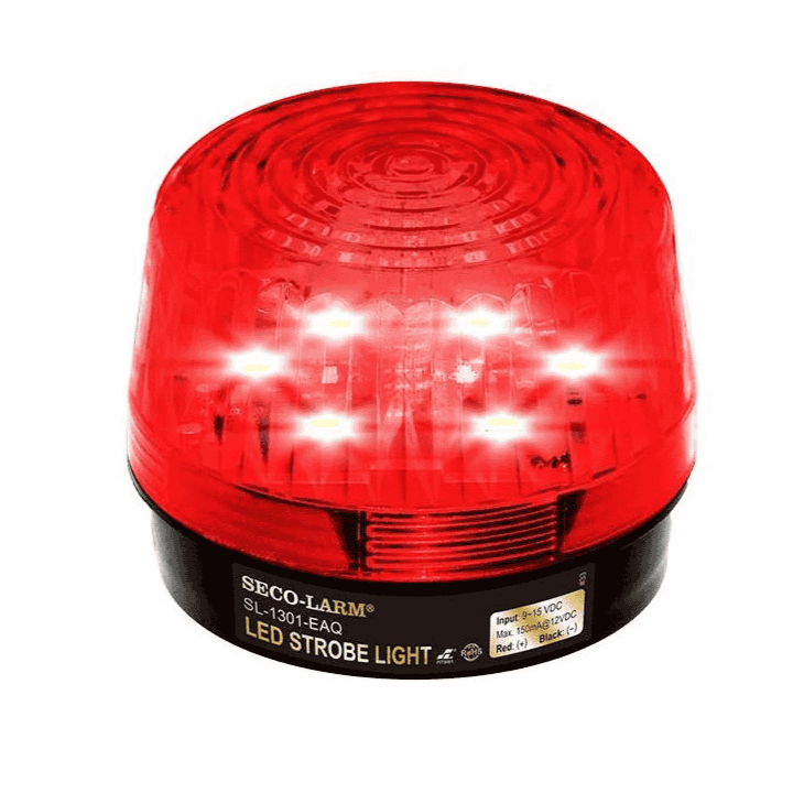 SECO-LARM SL1301EAQR - LUZ ESTROBOSCÓPICA LED ALÁMBRICA, 6-12VDC, ROJA COMPATIBLE IHORN / RISCO / DSC / BOSCH-Sirenas-SECO-LARM-Bsai Seguridad & Controles