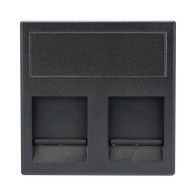 MODULO COLOR NEGRO CON 2 ESPACIOS PARA JACK KEYSTONE CON GUARDAPOLVO PARA LAS CAJAS DE ESCRITORIO OFIBLOCK Y TELEBLOCK / (KB76/14)