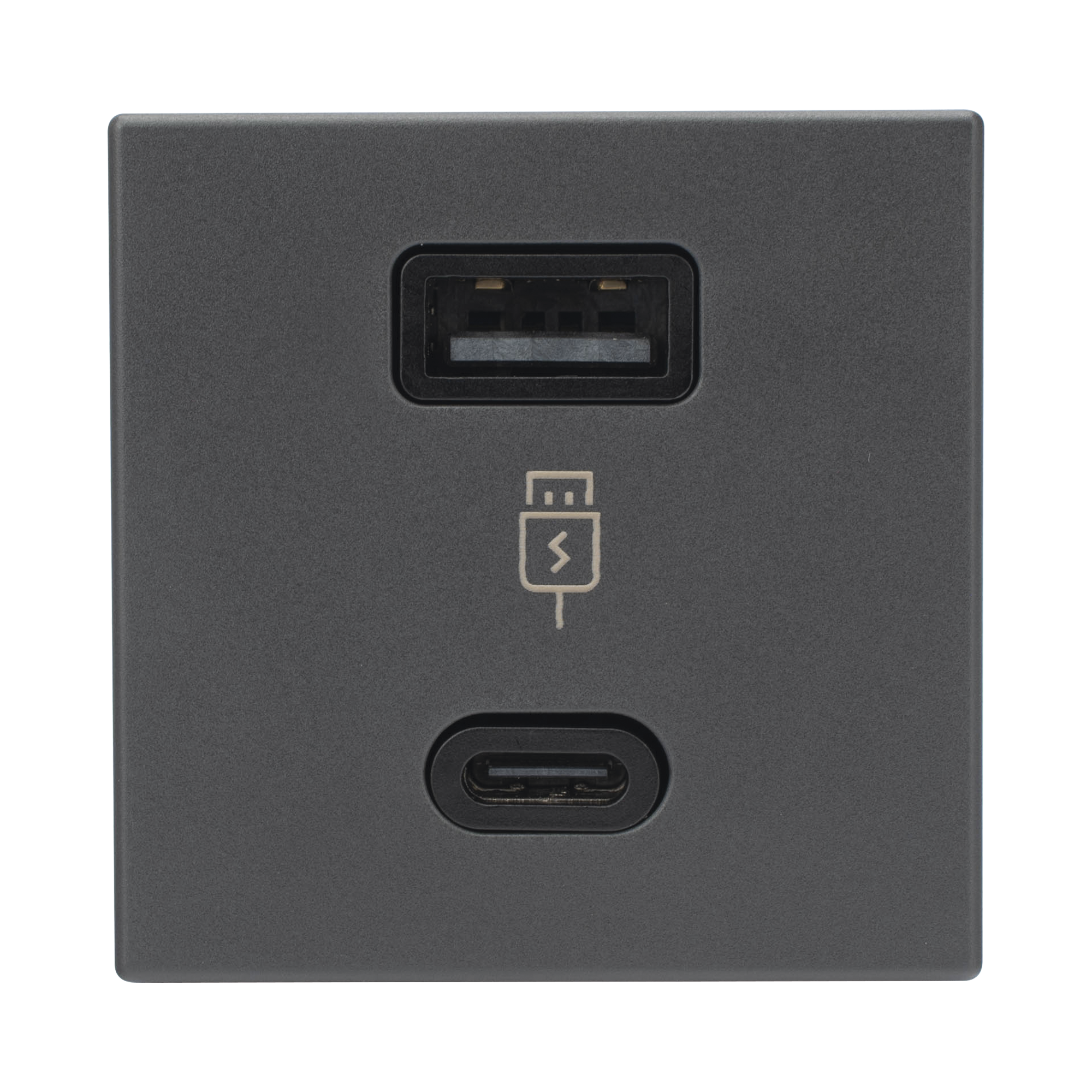 MODULO DOBLE USB TIPO A+C / CARGA RAPIDA 30W / COLOR GRAFITO / COMPATIBLE CON TORRES Y CAJAS SIMON / MODELO: (K126F/14)