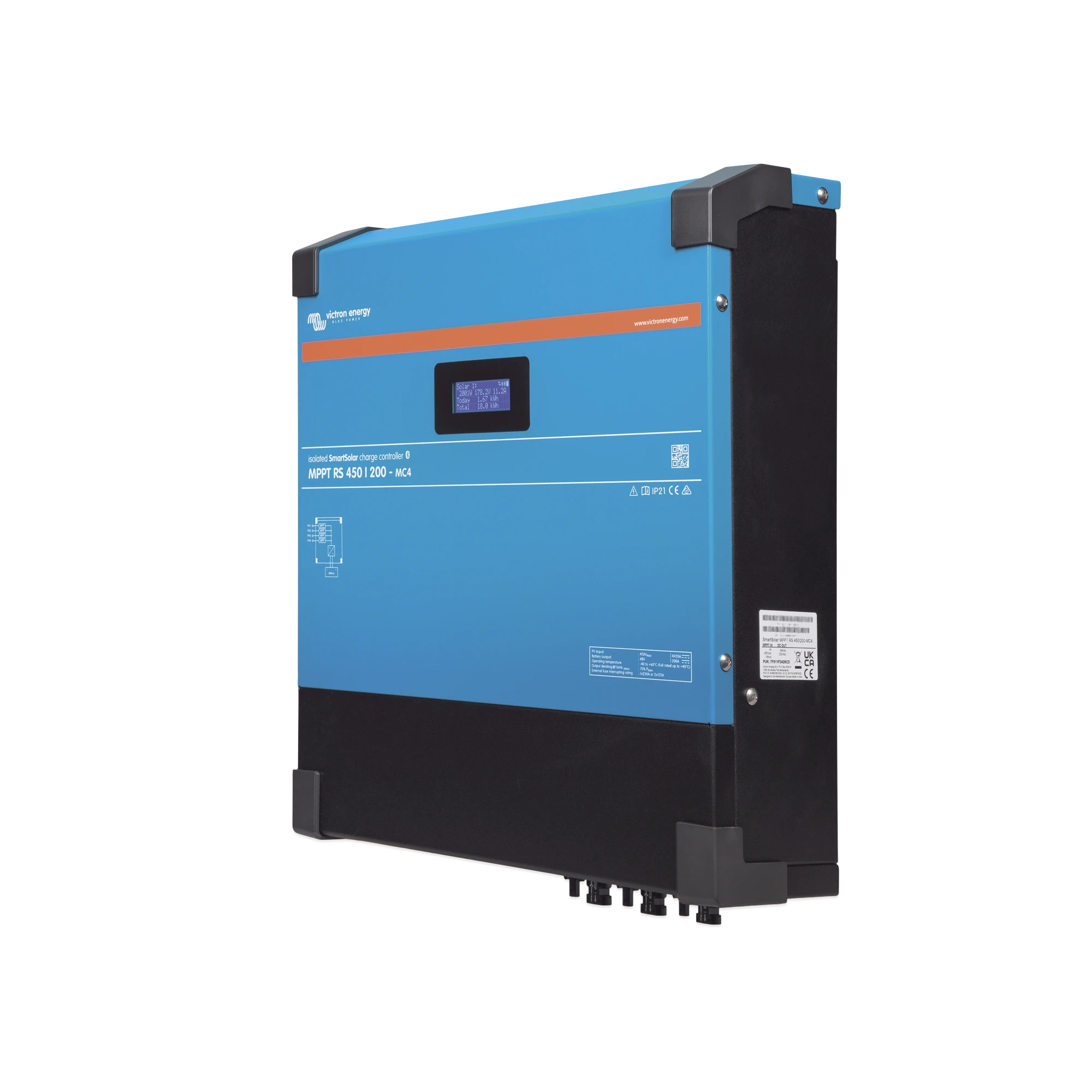 SMARTSOLAR MPPT RS 450/100-MC4. CONTROLADOR SOLAR MPPT 100A, VOLTAJE: 48 VCC. PARA USO CON INV. CARGADORES VICTRON-Energía Solar-VICTRON ENERGY-Bsai Seguridad & Controles