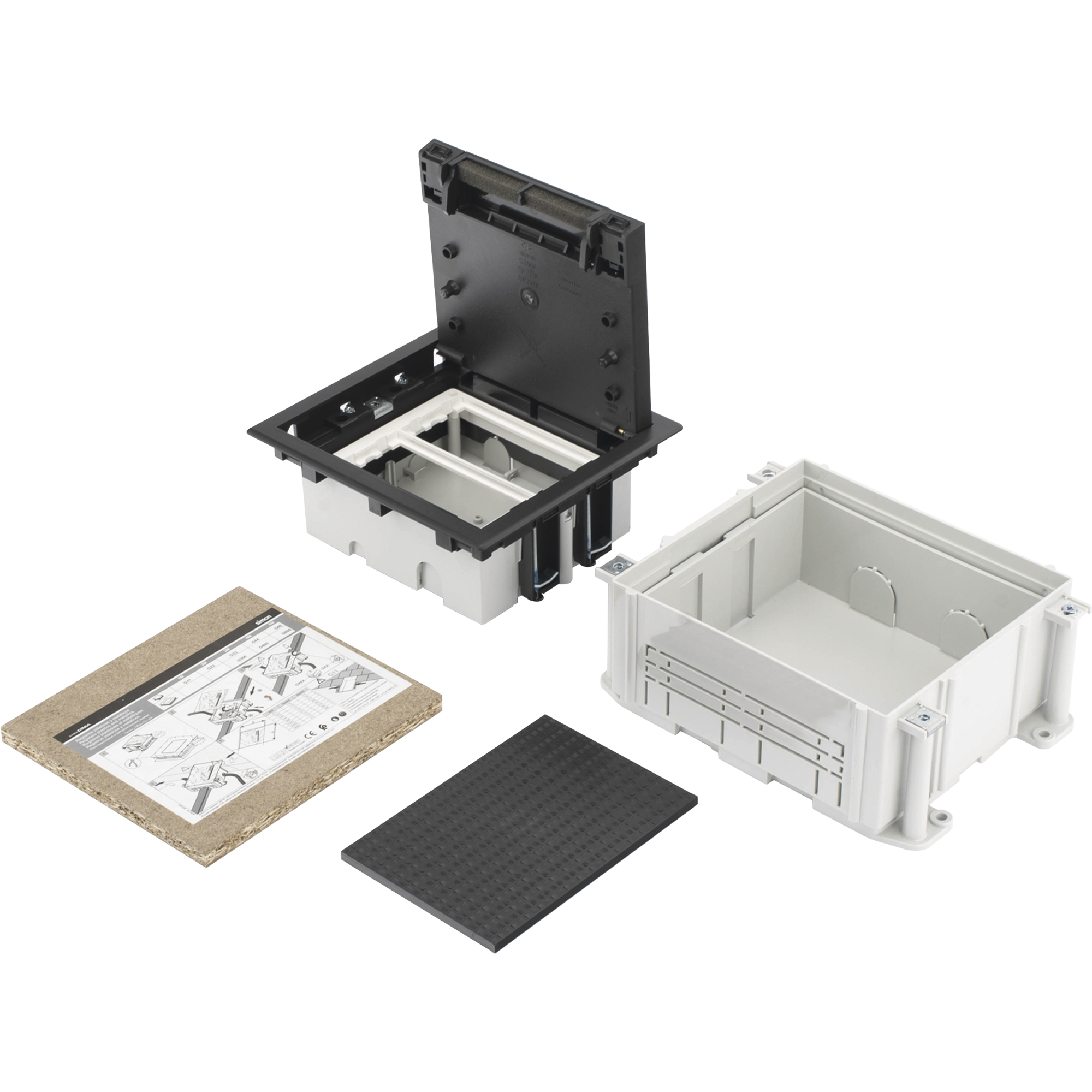 CAJA DE SUELO SIMON SERIE S / PARA VOZ, DATOS O CONTACTOS ELECTRICOS / CAPACIDAD PARA 2 MODULOS / CON REGISTRO INTEGRADO PARA FIJACION EN CONCRETO / PROFUNDIDAD AJUSTABLE DE 70 A 100 MM (2.76 A 3.94 PULGADAS) / ALTA RESISTENCIA MECANICA Y TERMICA