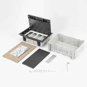 CAJA PARA INSTALACION EN PAVIMENTO PARA VOZ, DATOS O CONTACTOS ELECTRICOS / CAPACIDAD PARA 4 MODULOS / ESPACIO EMBELLECEDOR EN LA TAPA / PROFUNDIDAD AJUSTABLE DE 70 A 100 MM (2.76 A 3.94 PULGADAS) / LOS MODULOS SE ADQUIEREN APARTE / INCLUYE REGISTRO