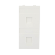 PLACA PLANA DE VOZ Y DATOS CON GUARDAPOLVO PARA 2 RJ45 / COLOR BLANCO / 2 PUERTOS PARA JACKS KEYSTONE / COMPATIBLE CON CAJAS DE PAVIMENTO SM-CPAV-2 Y SM-CPAV-4 / MODELO S76B/9
