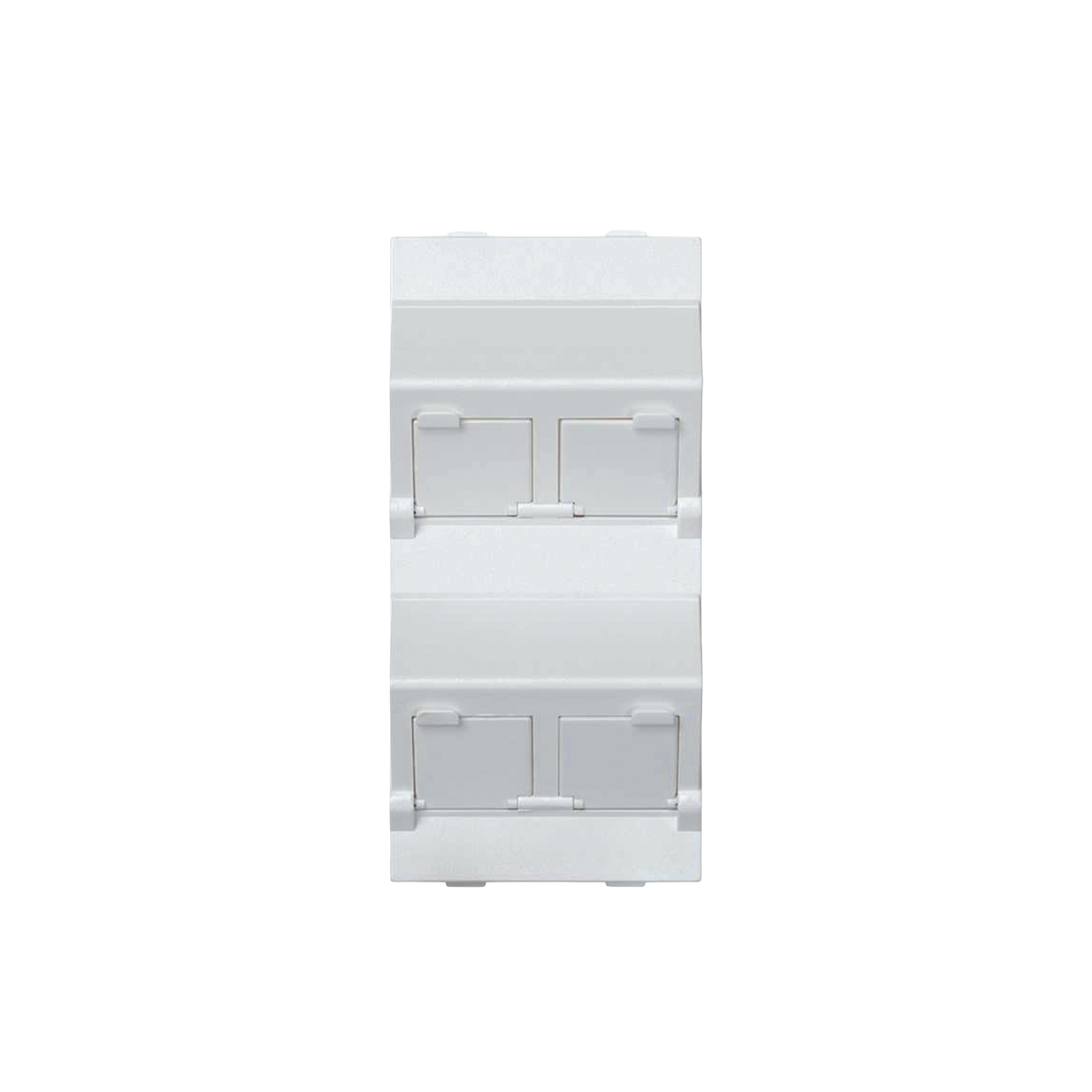 (S80CMD64/9) PLACA VOZ Y DATOS INCLINADA CON GUARDAPOLVO Y ADAPTADOR CUADRUPLE PARA RJ45 KEYSTONE