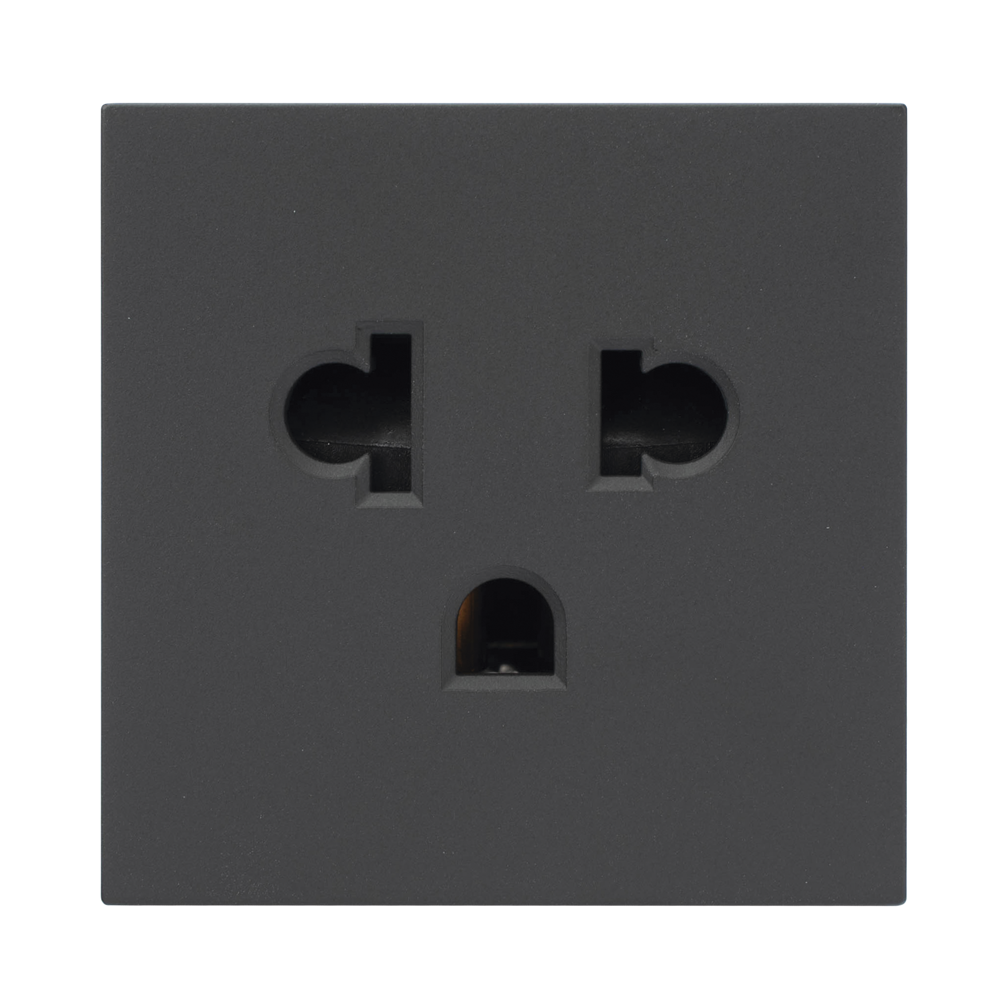 MODULO PARA TOMACORRIENTE EUROAMERICANO / COLOR GRAFITO / 45X45 MM (1.77 X 1.77 PULGADAS) / COMPATIBLE CON TORRES Y CAJAS PARA ESCRITORIO DE LA MARCA SIMON