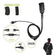 BRAIDED FIBER 1 CABLE LAPEL MIC W/ SNAP CONNECT FOR HYTERA CONNECTOR. SELECT DIFFERENT EARPHONES NOT INCLUDED-Accesorios para Hytera (HYT)-PRYME-Bsai Seguridad & Controles