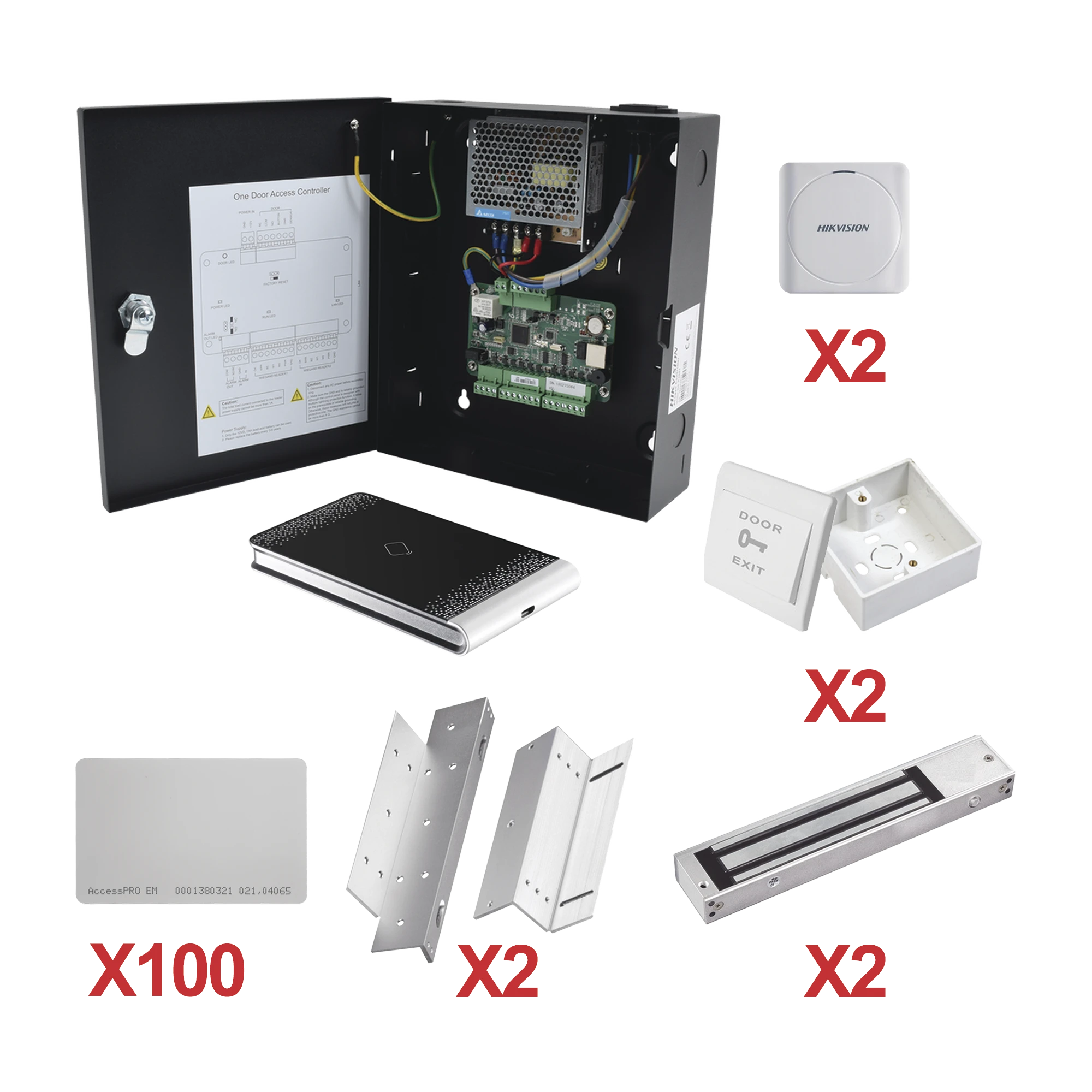 KIT DE CONTROL DE ACCESO CON TARJETA PARA 2 PUERTAS / TODO INCLUIDO / SOFTWARE IVMS4200 INCLUIDO-Paneles de Control de Acceso-HIKVISION-Bsai Seguridad & Controles