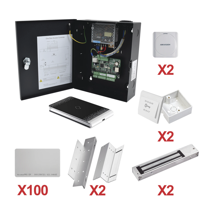 KIT DE CONTROL DE ACCESO CON TARJETA PARA 2 PUERTAS / TODO INCLUIDO / SOFTWARE IVMS4200 INCLUIDO-Paneles de Control de Acceso-HIKVISION-KIT-TARJETA-02-Bsai Seguridad & Controles