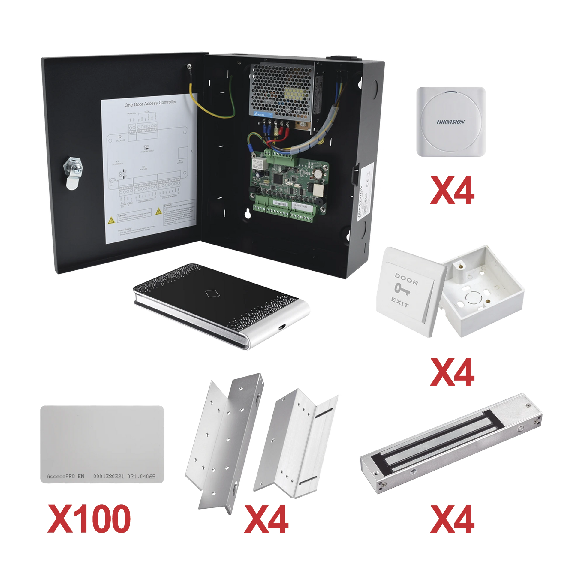 KIT DE CONTROL DE ACCESO CON TARJETA PARA 4 PUERTAS / TODO INCLUIDO / SOFTWARE IVMS4200 INCLUIDO-Paneles de Control de Acceso-HIKVISION-Bsai Seguridad & Controles