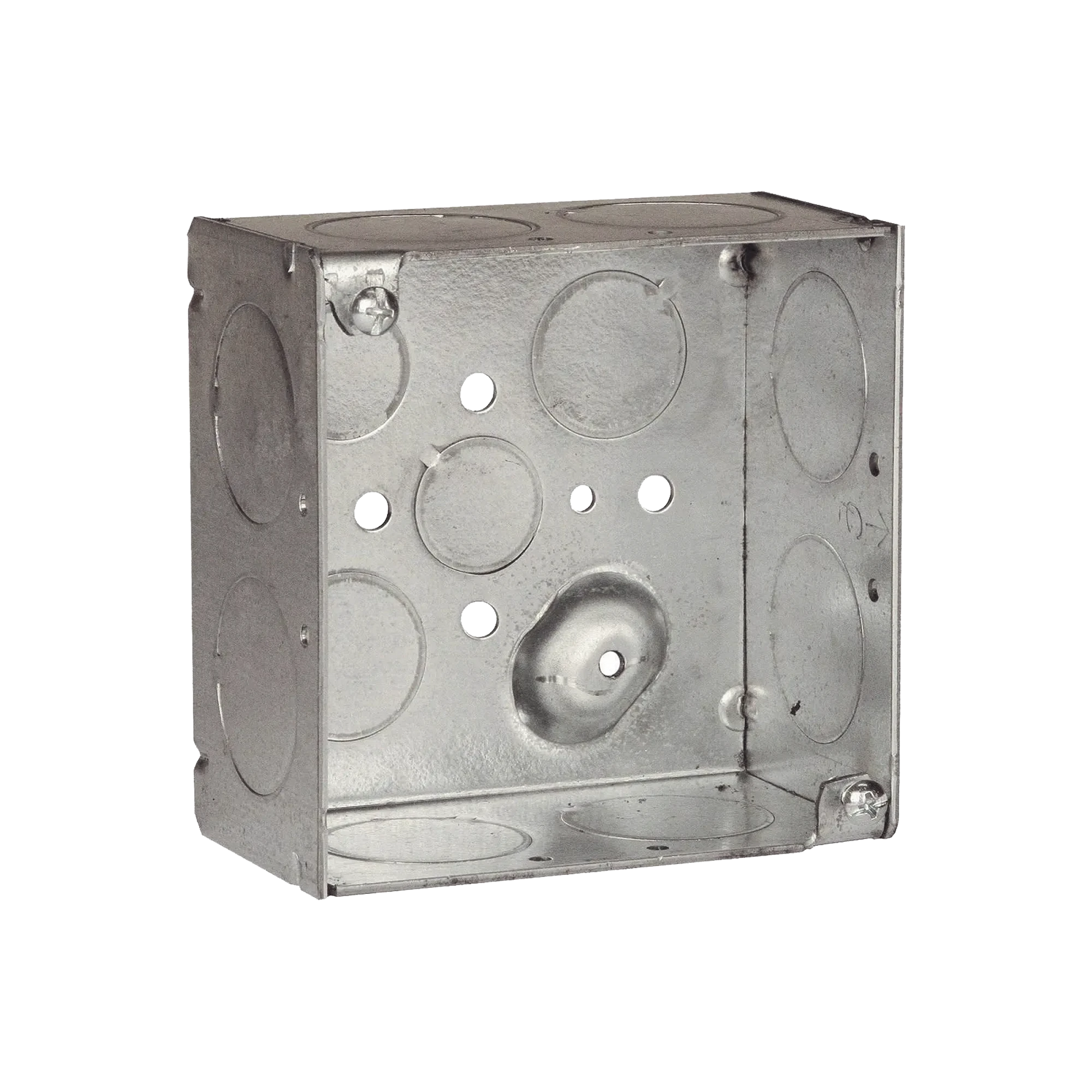 CAJA CUADRADA GALVANIZADA DE 4" X 4"/ PROFUNDIDAD DE 2 1/8" /8 ENTRADAS 1", 3 ENTRADAS 1/2" Y 2 ENTRADAS 3/4"/ SOLDADA.-Canalización-RACO-Bsai Seguridad & Controles