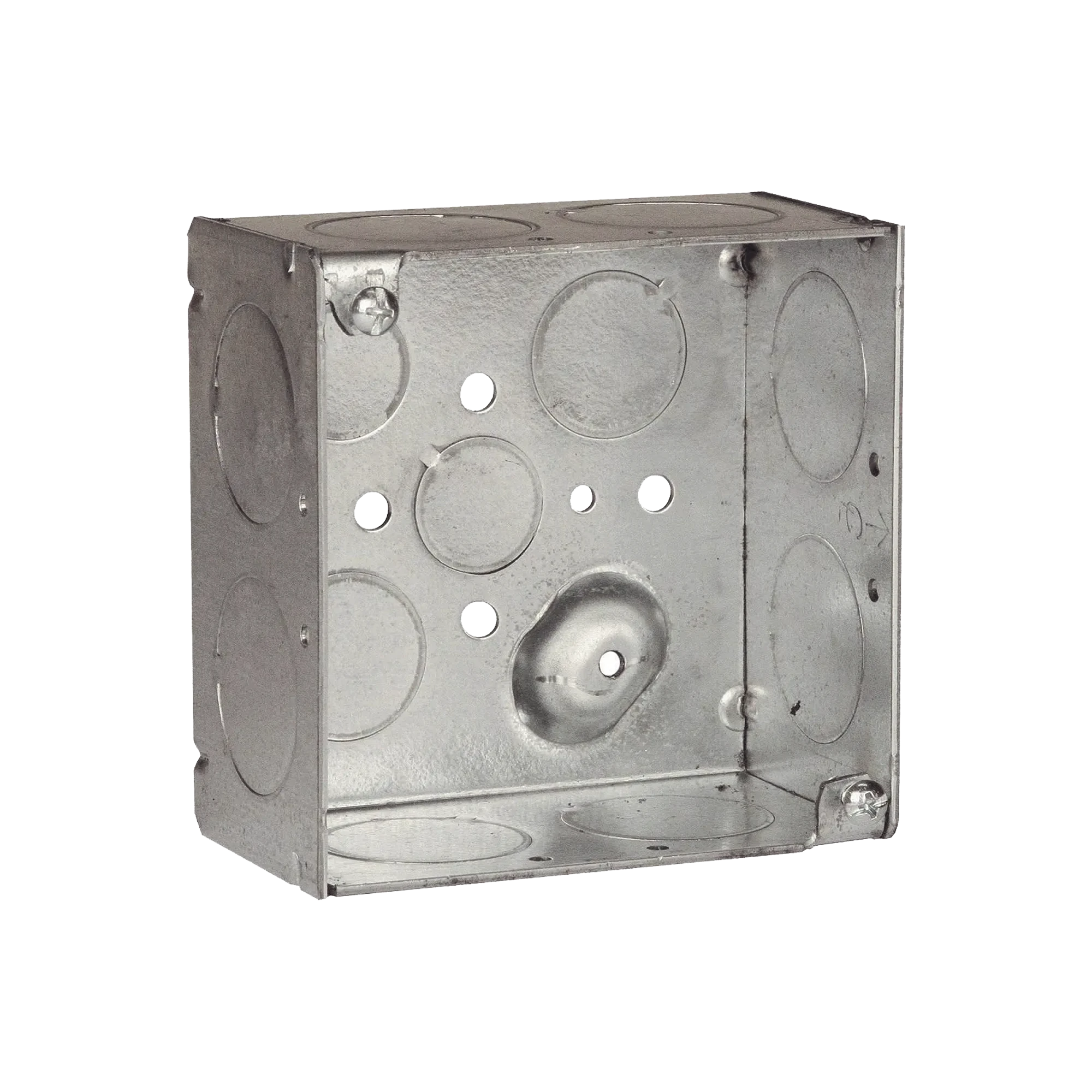CAJA CUADRADA GALVANIZADA DE 4" X 4"/ PROFUNDIDAD DE 2 1/8" /8 ENTRADAS 1", 3 ENTRADAS 1/2" Y 2 ENTRADAS 3/4"/ SOLDADA.-Canalización-RACO-Bsai Seguridad & Controles