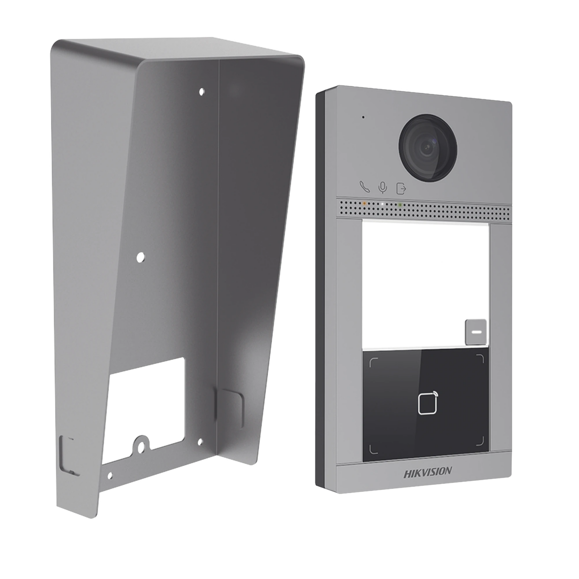 KIT VIDEOPORTERO + CARCASA PROTECTORA IP 2 MEGAPIXEL / LLAMADA Y APERTURA REMOTA DESDE APP HIK-CONNECT / POE / EXTERIOR IP65 + ANTIVANDALICO IK08 / 1 DEPARTAMENTO / APERTURA CON TARJETA / SOPORTA 2 PUERTAS Y HASTA 6 MONITORES-Videoporteros e Interfonos-HIKVISION-Bsai Seguridad & Controles