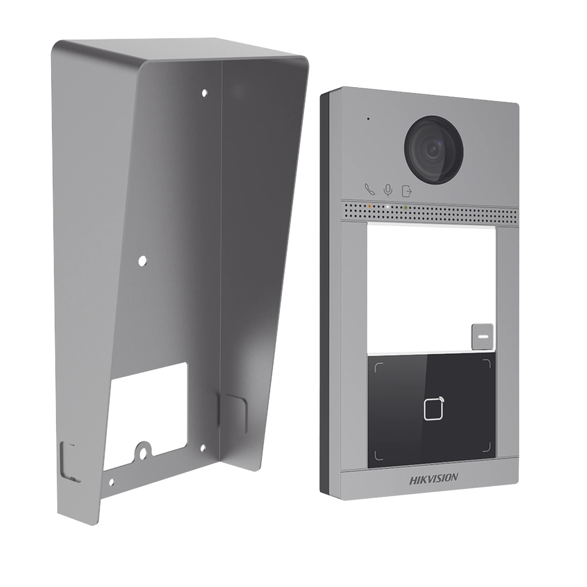 KIT VIDEOPORTERO + CARCASA PROTECTORA IP 2 MEGAPIXEL / LLAMADA Y APERTURA REMOTA DESDE APP HIK-CONNECT / POE / EXTERIOR IP65 + ANTIVANDALICO IK08 / 1 DEPARTAMENTO / APERTURA CON TARJETA / SOPORTA 2 PUERTAS Y HASTA 6 MONITORES-Videoporteros e Interfonos-HIKVISION-Bsai Seguridad & Controles