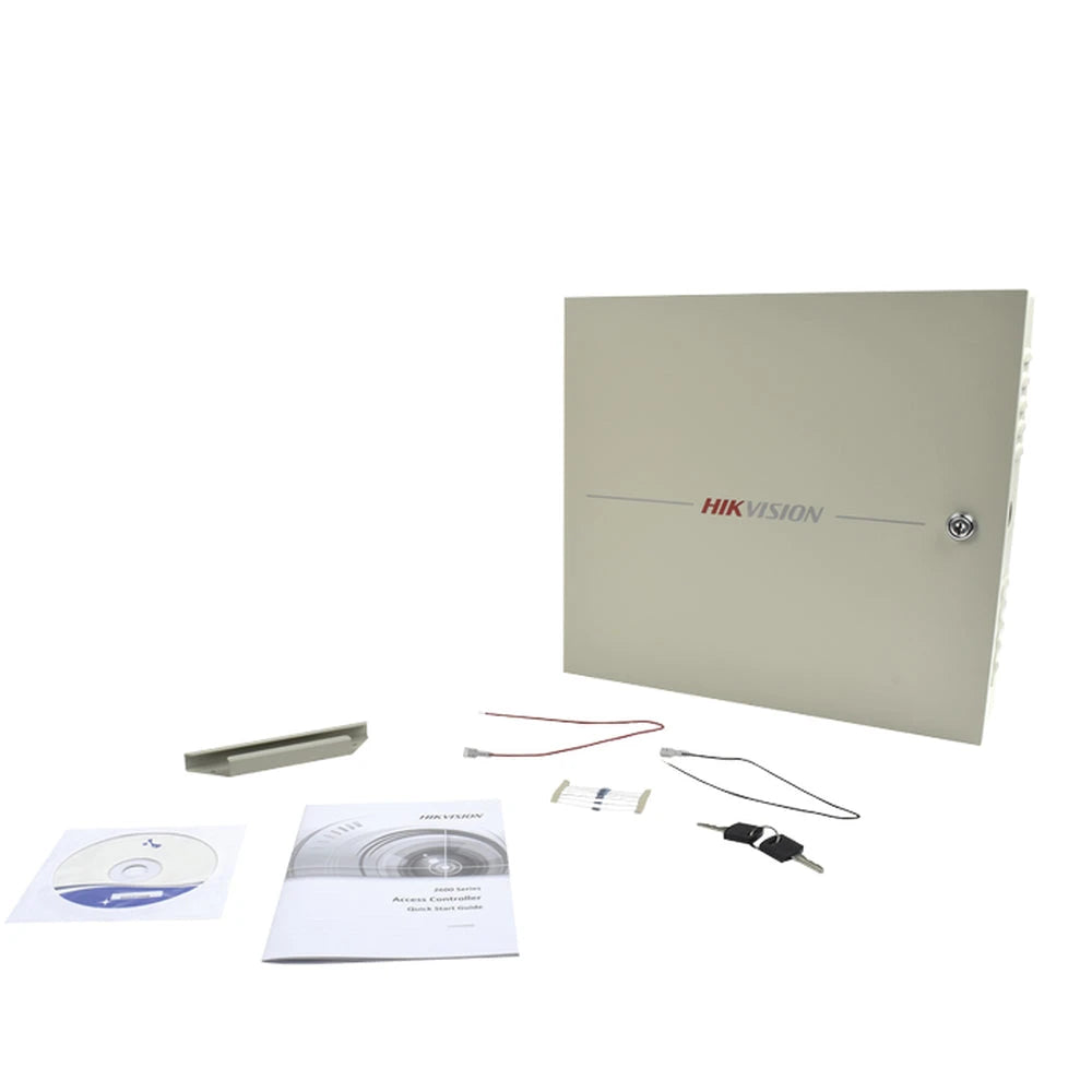 CONTROLADOR DE ACCESO / 4 PUERTA / 8 LECTORES HUELLA Y TARJETA / INTEGRACIÓN CON VIDEO / 100,000 TARJETAS / INCLUYE GABINETE Y FUENTE DE ALIMENTACIÓN 12VCD/8A / SOPORTA BATERÍA DE RESPALDO-Paneles de Control de Acceso-HIKVISION-Bsai Seguridad & Controles