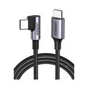 CABLE USB-C A USB-C / CONECTOR CON ÁNGULO RECTO DE 90° / 1 METRO / CARCASA DE ALUMINIO / NYLON TRENZADO / TRANSFERENCIA DE DATOS HASTA 480 MBPS / SOPORTA CARGA RÁPIDA DE HASTA 60W-Accesorios-UGREEN-Bsai Seguridad & Controles