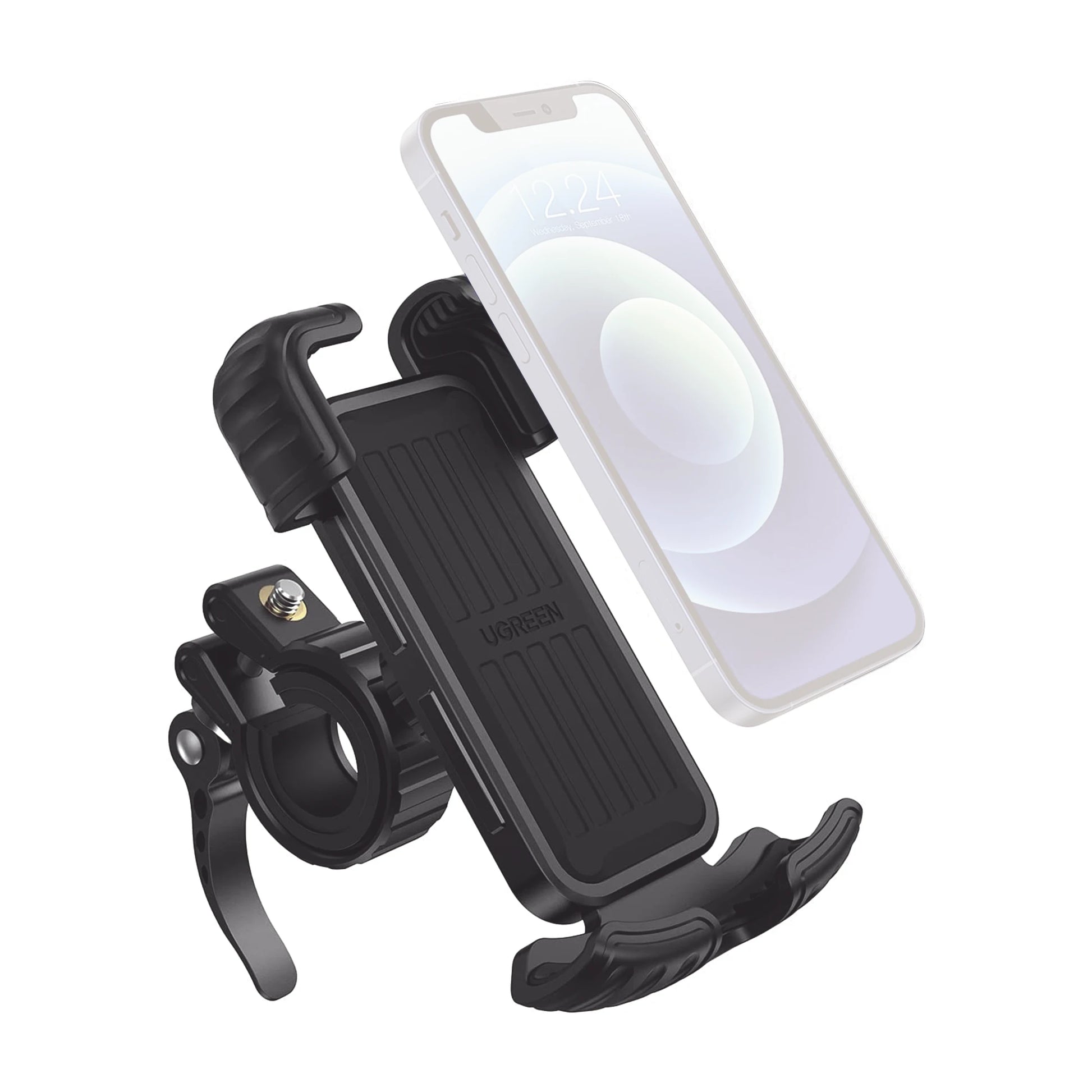 SOPORTE DE CELULAR PARA MANILLAR DE MOTOCICLETA O BICICLETA / ANTI VIBRACIÓN / PROTECCIÓN DE CLIP ANTIDESLIZANTE / ROTACIÓN DE 360° / BLOQUEO DE SEGURIDAD / COMPATIBLE CON MANILLAR DE 0.6'' A 1.75'' / SOPORTA DISPOSITIVOS DE 4.6''-Accesorios-UGREEN-Bsai Seguridad & Controles