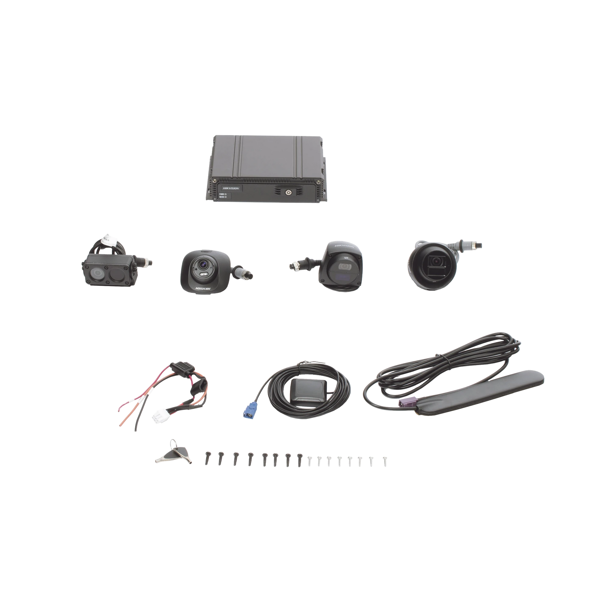 KIT DVR MÓVIL 1080P / INCLUYE 4 CÁMARAS TURBOHD / SOPORTA 4G / GPS / SOPORTA MEMORIA SD-Kits Sistemas Completos-HIKVISION-Bsai Seguridad & Controles