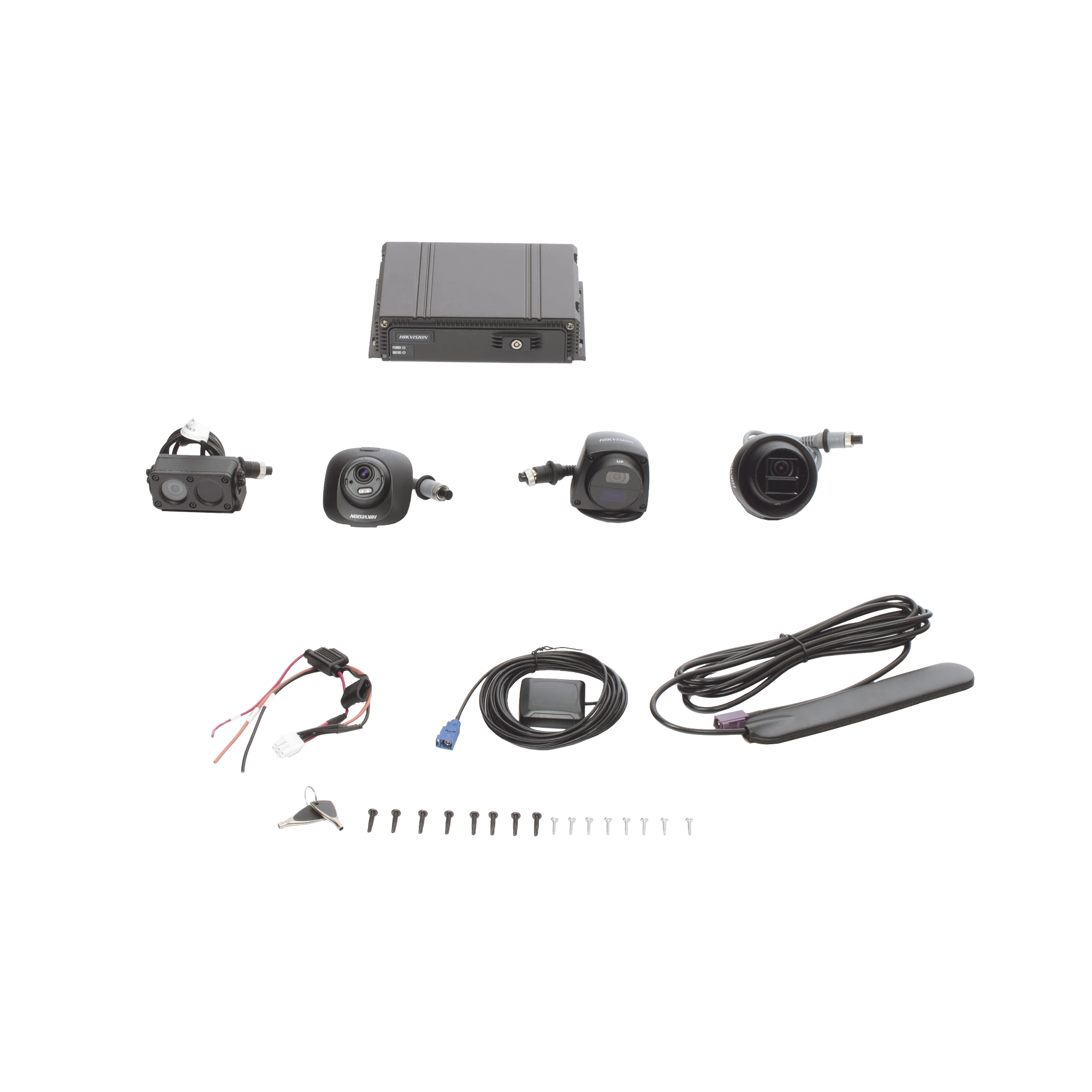 KIT DVR MÓVIL 1080P / INCLUYE 4 CÁMARAS TURBOHD / SOPORTA 4G / GPS / SOPORTA MEMORIA SD-Kits Sistemas Completos-HIKVISION-Bsai Seguridad & Controles