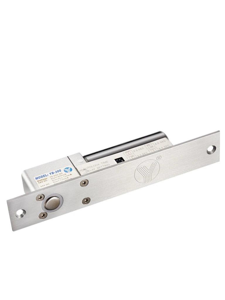 YLI YB300 - CONTRACHAPA ELÉCTRICA DE PERNO PARA CONTROL DE ACCESO / SALIDA NO / RETARDO 3,6 Y 9 SEGUNDOS / VOLTAJE DUAL / SOPORTE DE FIJACIÓN CLAVE 74099-De Perno-YLI ELECTRONIC-Bsai Seguridad & Controles