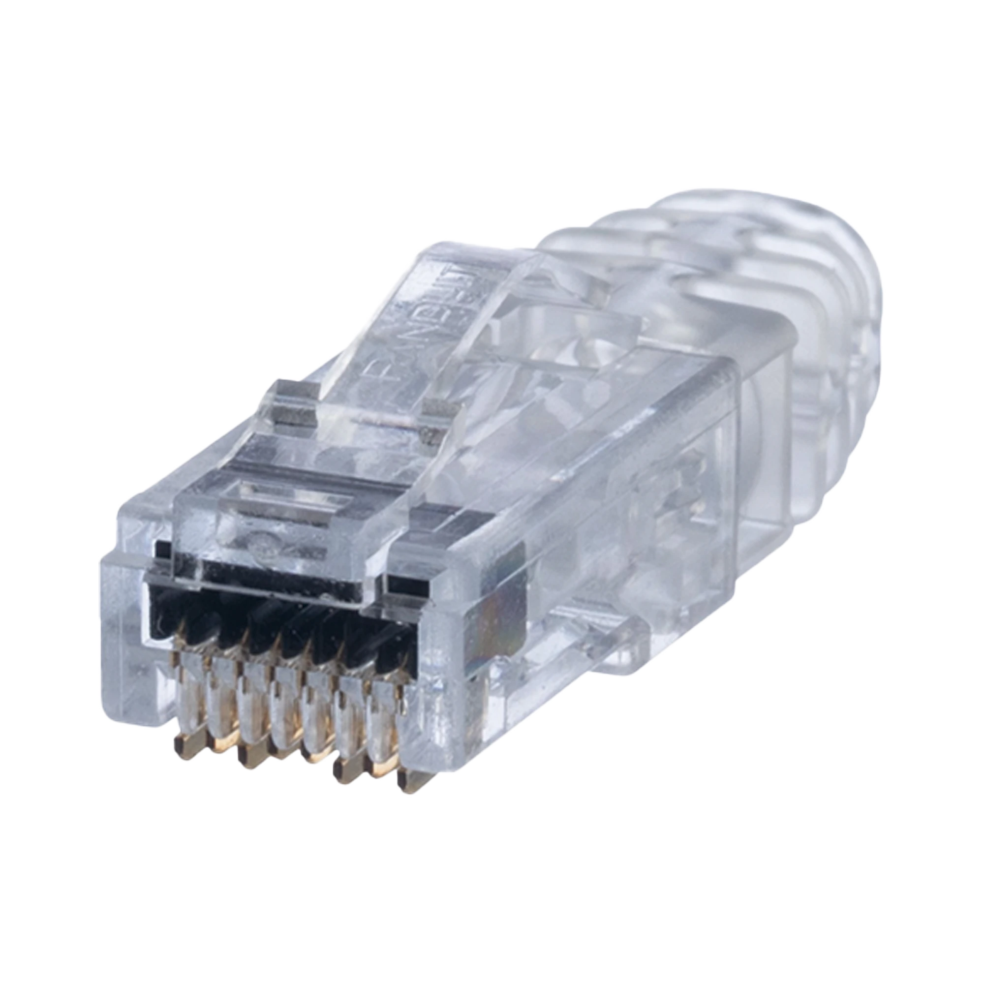 PLUG RJ45 CAT6 DE 3 PIEZAS, PARA CABLE UTP DE CALIBRE 23-24 AWG, CHAPADO EN ORO DE 50 MICRAS, PAQUETE DE 100 PIEZAS