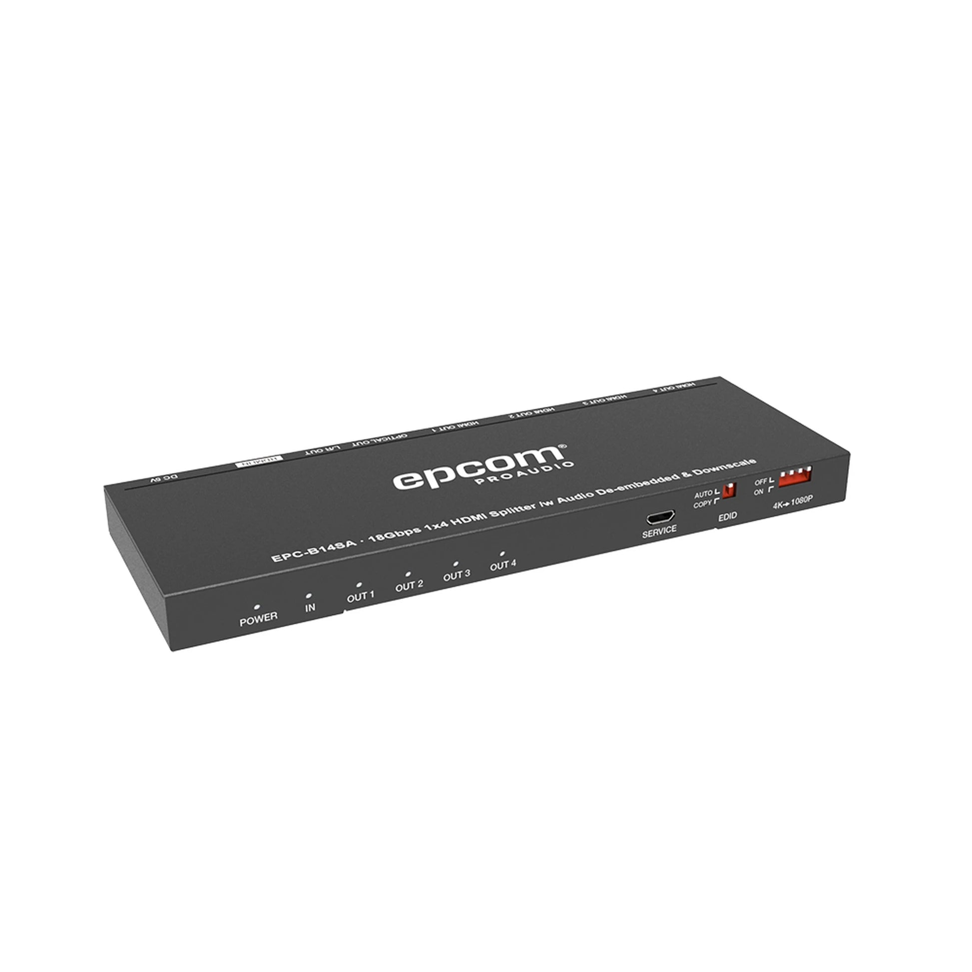 SPLITTER HDMI 1X4 | 4K@60HZ | EXTRACTOR DE AUDIO | DOWN SCALER | HDR 4:4:4 | EDID | 18GBPS-ProAV-EPCOM PROAUDIO-Bsai Seguridad & Controles