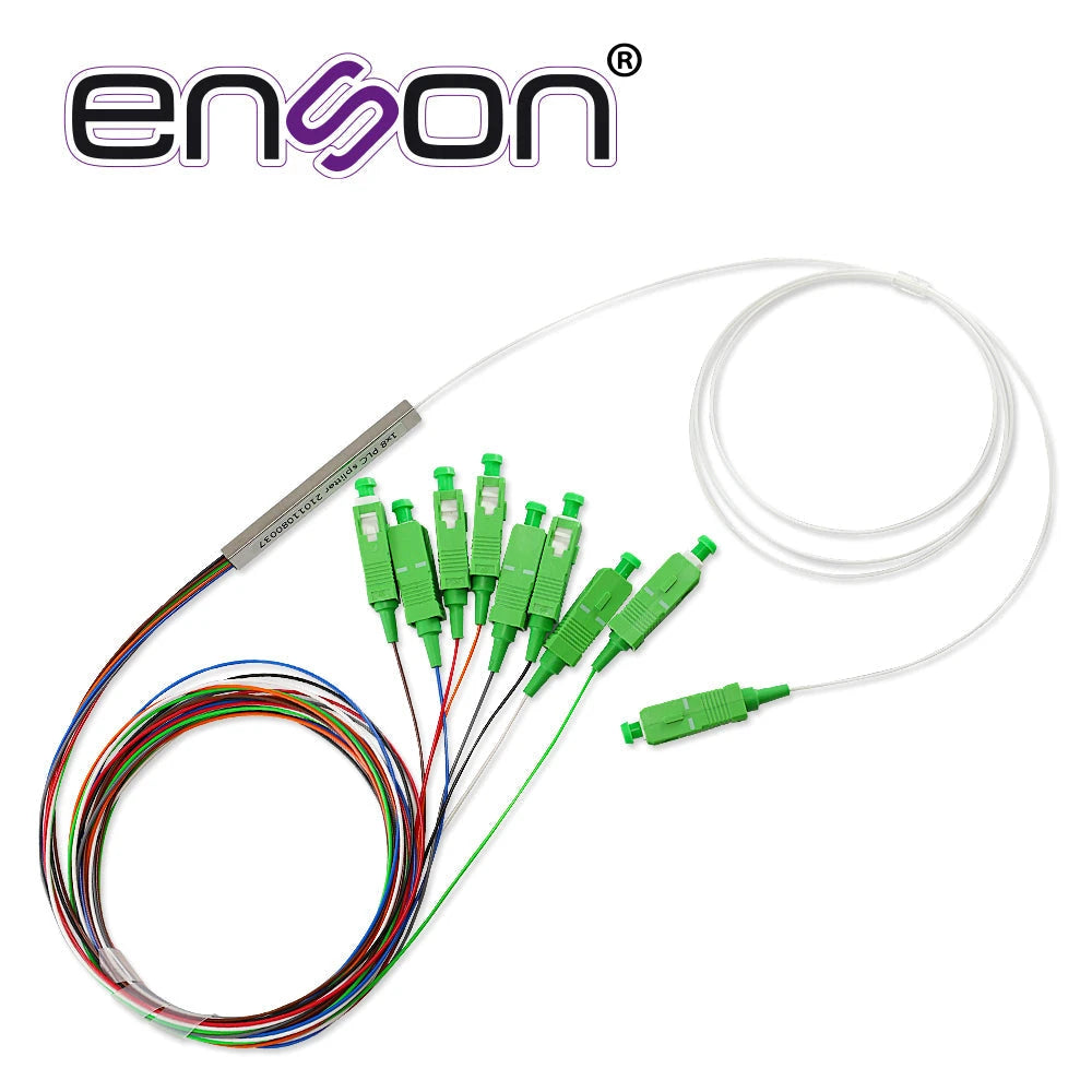 SPLITTER PLC (DIVISOR OPTICO) ENSON ENS-PLC1X8 CON CONECTORES SC APC 1X8 FIBRA OPTICA MONOMODO-GPON-ENSON-Bsai Seguridad & Controles