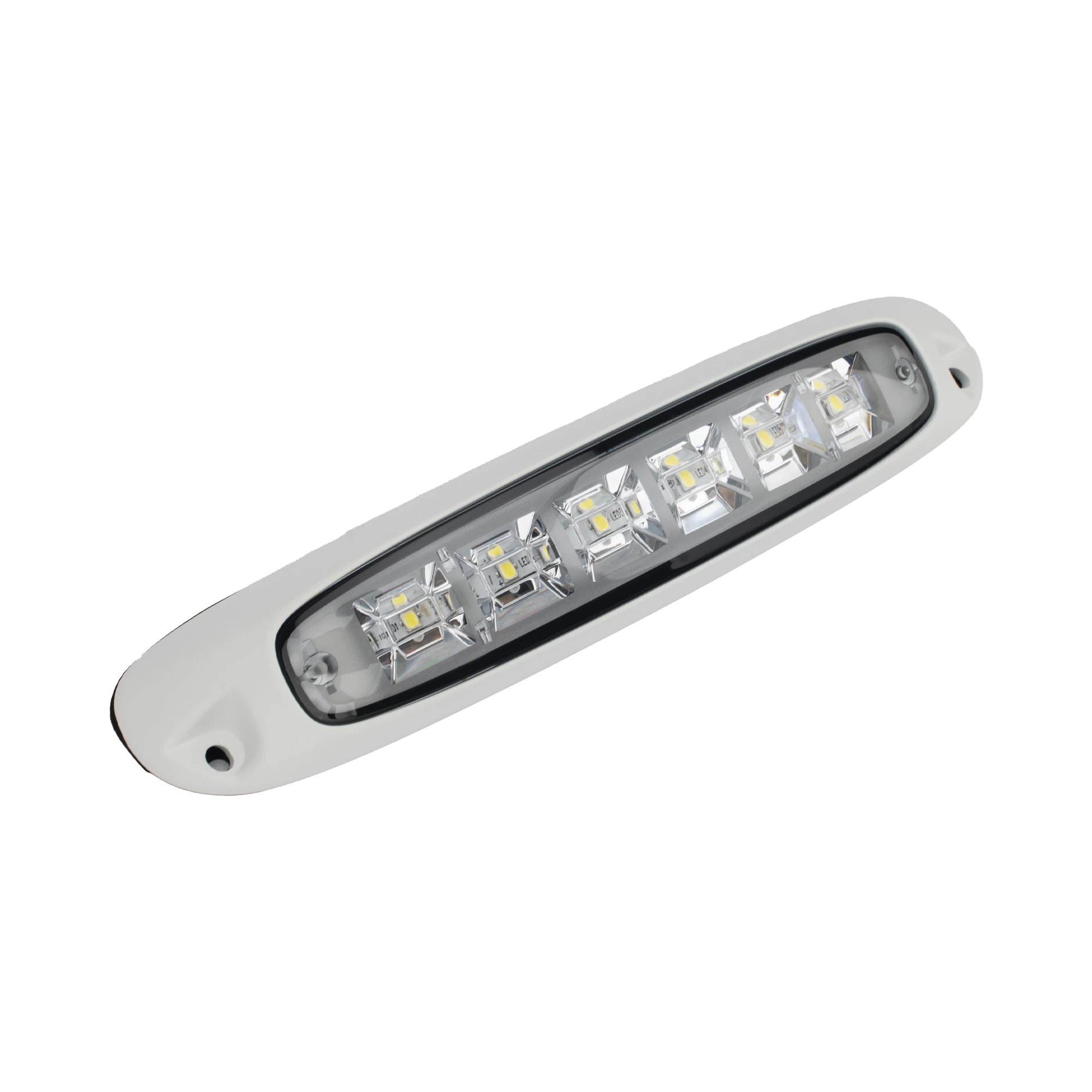LUZ AUXILIAR DE ESCENA DE 6 LED, BLANCO, LENTE TRANSPARENTE, BISEL BLANCO