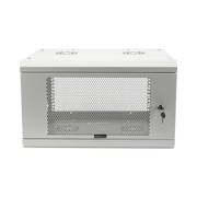GABINETE DE PARED DE 6U CON PUERTA PERFORADA, 455 MM DE PROFUNDIDAD TOTAL, RACK DE 19'', ACERO REFORZADO COLOR GRIS MATE