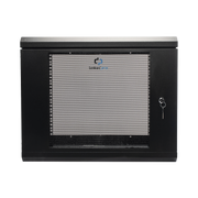 GABINETE DE PARED DE 9U CON PUERTA DE CRISTAL TEMPLADO, 455 MM DE PROFUNDIDAD, RACK DE 19'', ACERO REFORZADO COLOR NEGRO.