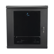 GABINETE RACK DE PARED 12 UNIDADES / 19 PULGADAS / VENTILADO / PUERTA DE VIDRIO / ACERO CALIBRE 18 / CARGA 100 KG / 635 X 606 X 612 MM (25 X 23.9 X 24.1 IN) / PINTURA ELECTROSTÁTICA / NEGRO