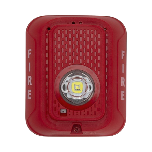 LÁMPARA LED ESTROBOSCÓPICA PARA MONTAJE EN PARED, COLOR ROJO, NIVEL DE CANDELAS SELECCIONABLE, NUEVO DISEÑO MODERNO Y ELEGANTE Y MENOR CONSUMO DE CORRIENTE-Notificación y Voceo-SYSTEM SENSOR-SRLED-Bsai Seguridad & Controles