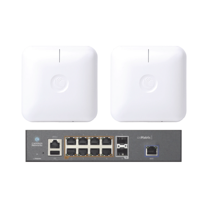 STARTER KIT WI-FI EMPRESARIAL DE 2 ACCESS POINT PLE410 Y 1 SWITCH POE EX1010P-Redes WiFi-CAMBIUM NETWORKS-SKIT-CNPILOT-LE-Bsai Seguridad & Controles