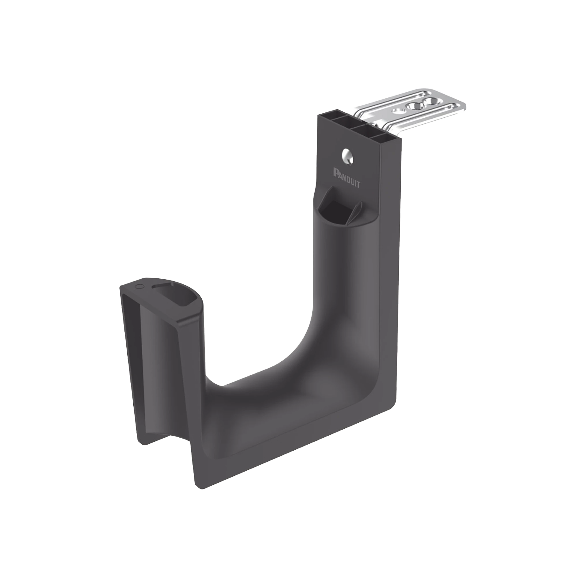 SUJETADOR TIPO J (J-HOOK), CON SOPORTE PARA MONTAJE EN TECHO, HASTA 180 CABLES CAT6, NYLON 6.6, COLOR NEGRO, 10 PIEZAS-Canaletas-PANDUIT-Bsai Seguridad & Controles