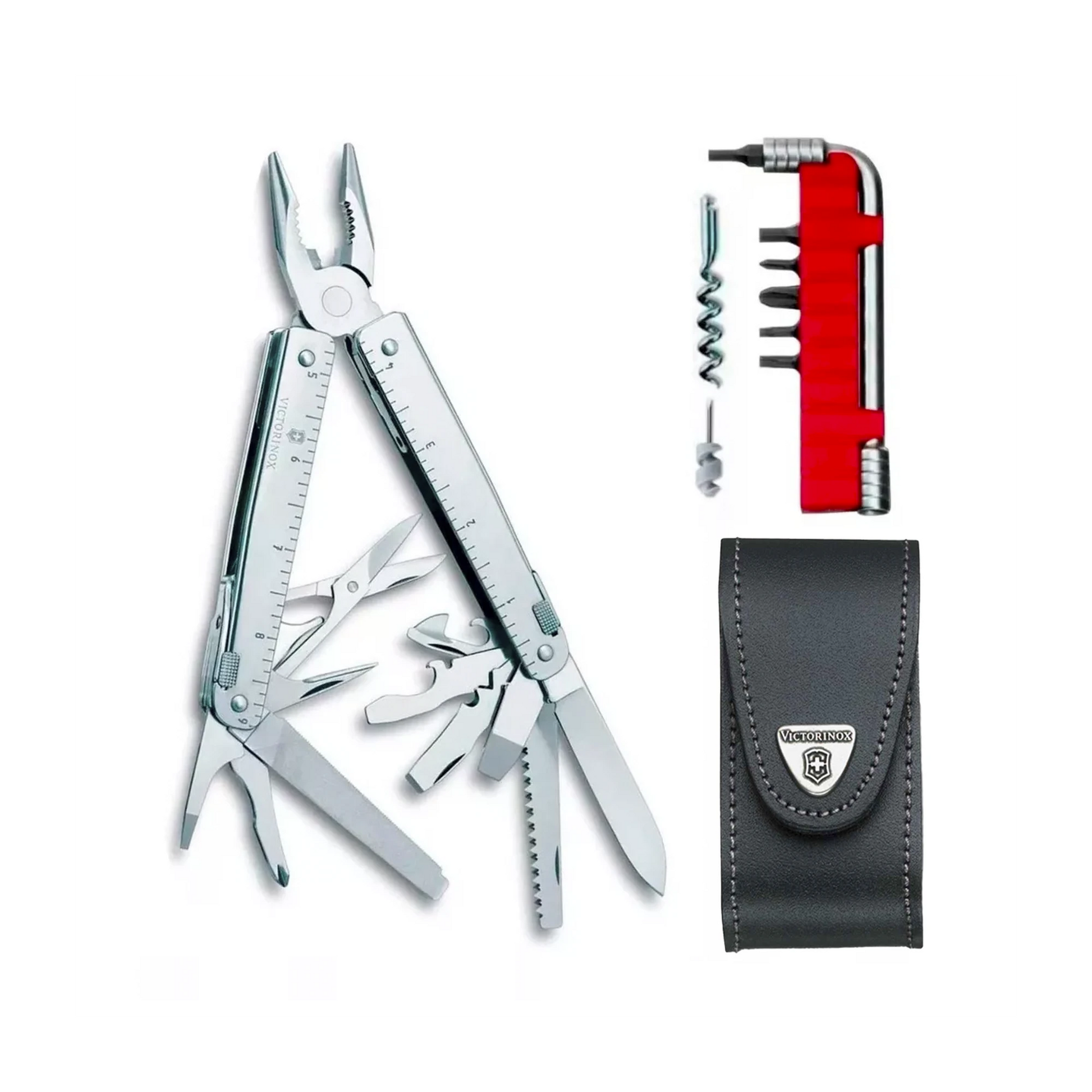 SWISSTOOL - MULTIHERRAMIENTA TIPO NAVAJA DE ACERO INOXIDABLE, 37 FUNCIONES Y FUNDA DE PIEL-Ferreteria-VICTORINOX-Bsai Seguridad & Controles