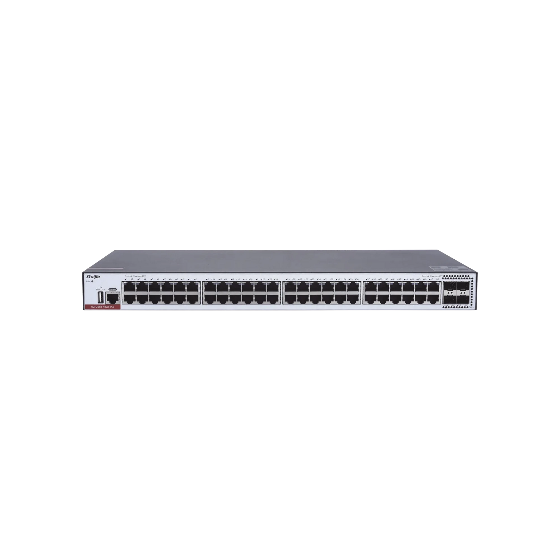 SWITCH ADMINISTRABLE CAPA 3 CON 48 PUERTOS GIGABIT + 4 SFP+ PARA FIBRA 10GB, GESTIÓN GRATUITA DESDE LA NUBE.-Networking-RUIJIE-Bsai Seguridad & Controles