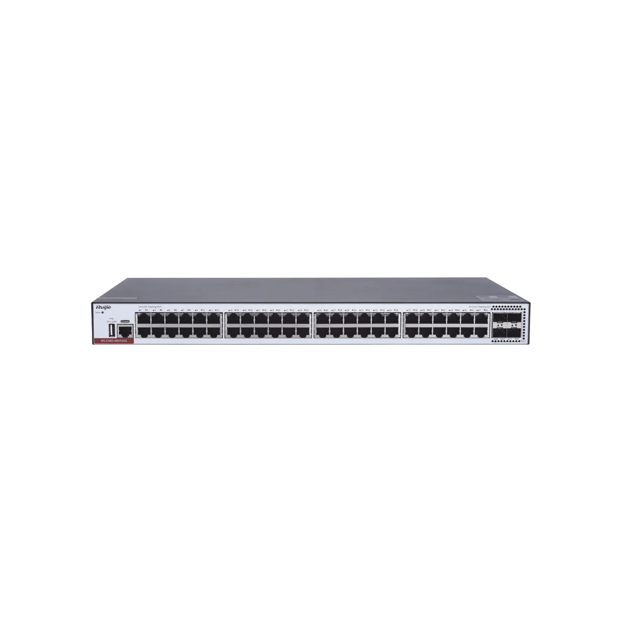 SWITCH ADMINISTRABLE CAPA 3 CON 48 PUERTOS GIGABIT + 4 SFP+ PARA FIBRA 10GB, GESTIÓN GRATUITA DESDE LA NUBE.-Networking-RUIJIE-Bsai Seguridad & Controles