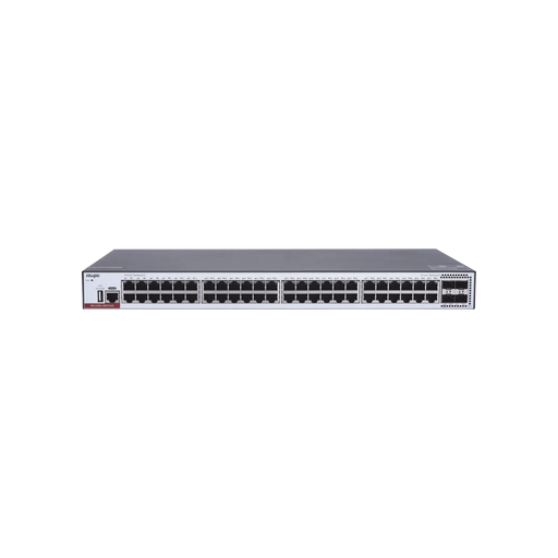 SWITCH ADMINISTRABLE CAPA 3 CON 48 PUERTOS GIGABIT + 4 SFP+ PARA FIBRA 10GB, GESTIÓN GRATUITA DESDE LA NUBE.-Networking-RUIJIE-RG-CS83-48GT4XS-Bsai Seguridad & Controles