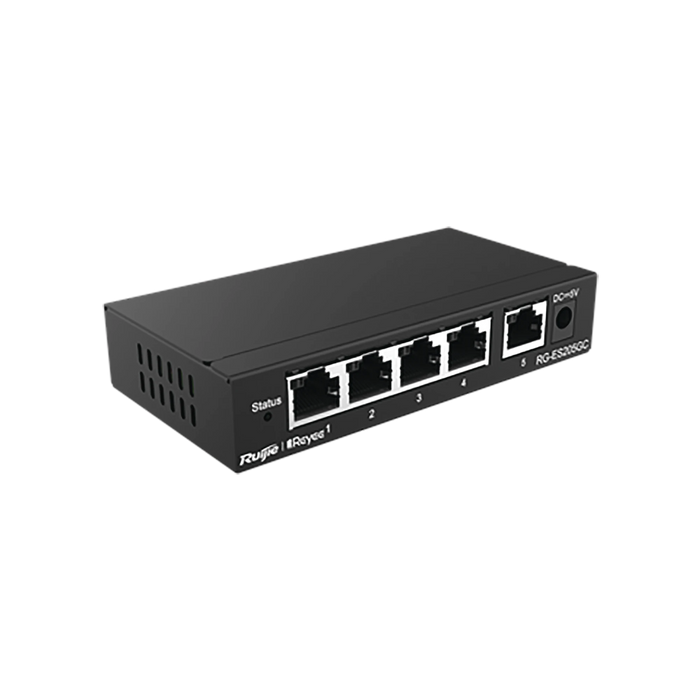 SWITCH ADMINISTRABLE CON 5 PUERTOS GIGABIT, GESTIÓN GRATUITA DESDE LA NUBE-Networking-RUIJIE-RG-ES205GC-Bsai Seguridad & Controles