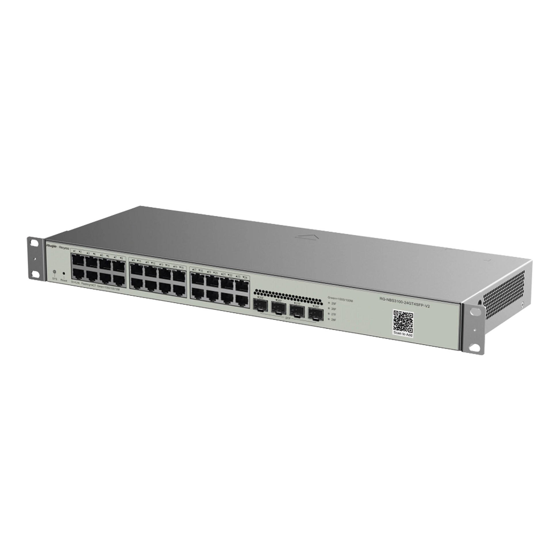 SWITCH ADMINISTRABLE L2, 24 PUERTOS ETH 1G, 4 PUERTOS SFP 1G, ADMINISTRACIÓN REMOTA EN LA NUBE.-Networking-RUIJIE-RG-NBS3100-24GT4SFP-V2-Bsai Seguridad & Controles