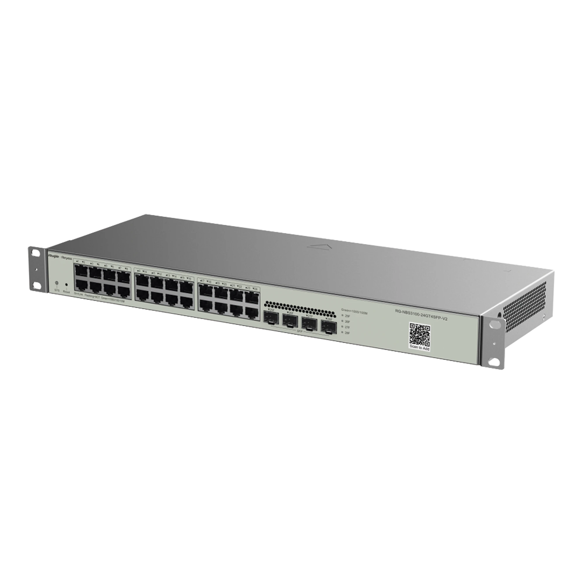 SWITCH ADMINISTRABLE L2, 24 PUERTOS ETH 1G, 4 PUERTOS SFP 1G, ADMINISTRACIÓN REMOTA EN LA NUBE.-Networking-RUIJIE-RG-NBS3100-24GT4SFP-V2-Bsai Seguridad & Controles