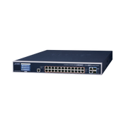 SWITCH ADMINISTRABLE L3, 24 PUERTOS GIGABIT POE 802.3BT, 2 PUERTOS 10G SFP+, PANTALLA TACTIL, FUENTE REDUNDANTE, (600W)-PoE de Largo Alcance-PLANET-Bsai Seguridad & Controles