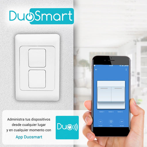 SWITCH APAGADOR WIFI 2.4 GHZ DUOSMART A20  DE 2 UNIDADES COMPATIBLE CON ALEXA Y GOOGLE HOME CON TEMPORIZADORES COMPATIBLE CON APP DUOSMART-Automatizacion - Casa Inteligente-DUOSMART-A20-Bsai Seguridad & Controles