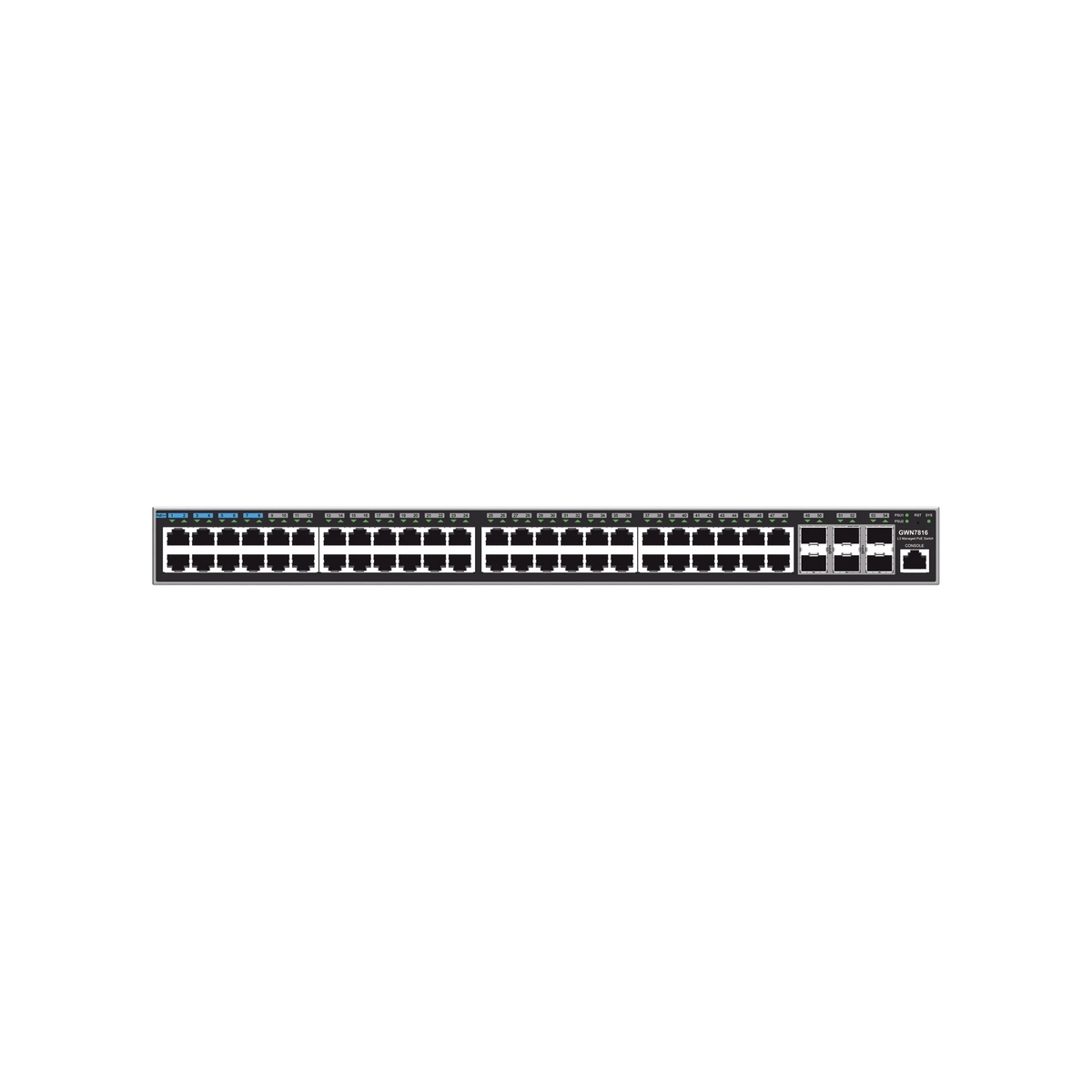 SWITCH CAPA 3 ADMINISTRABLE / 48 PUERTOS 10/100/1000 MBPS + 6 PUERTOS SFP+ DE 10 GIGABITS / COMPATIBLE CON GWN CLOUD.-Networking-GRANDSTREAM-GWN7816-Bsai Seguridad & Controles