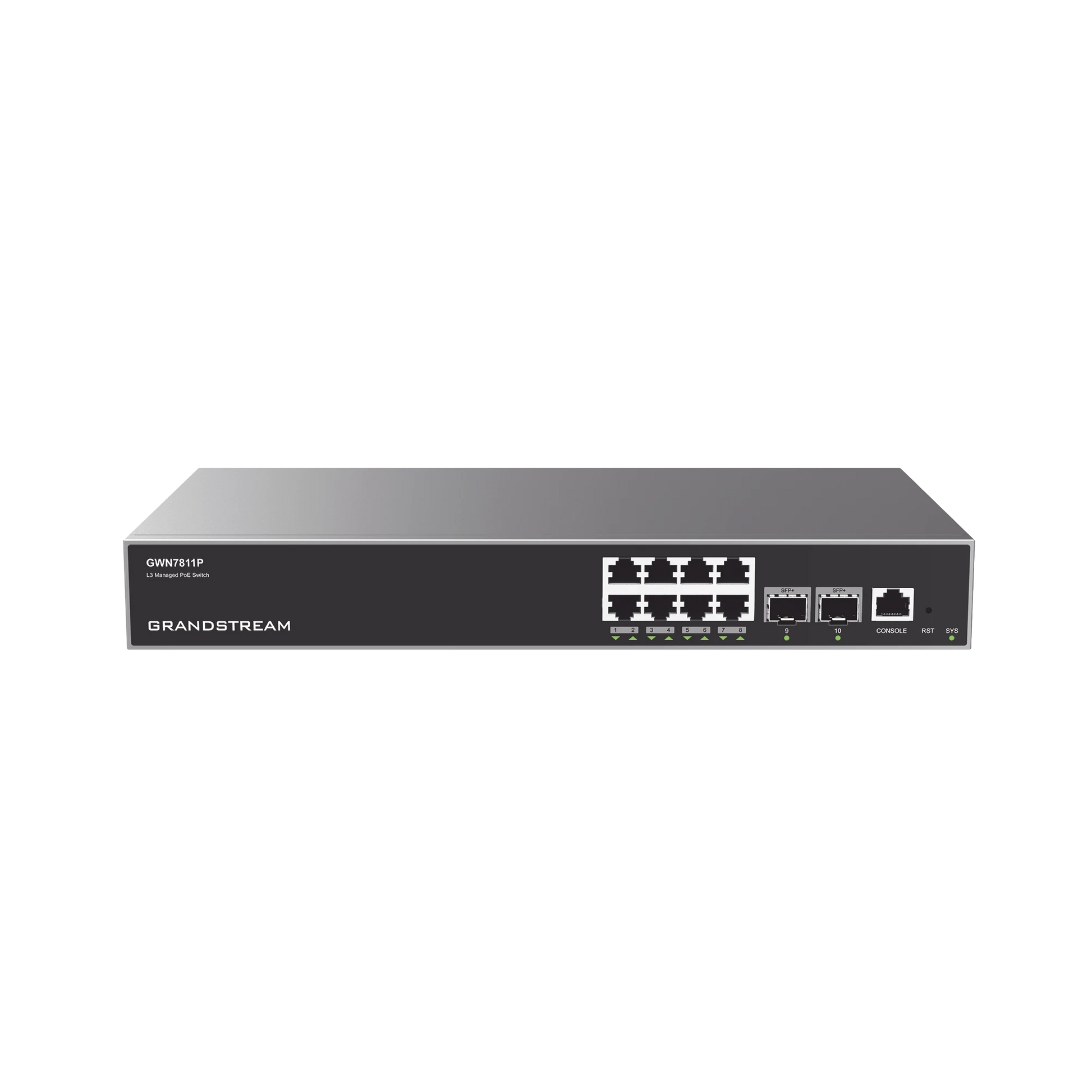 SWITCH CAPA 3 POE+ ADMINISTRABLE / 8 PUERTOS 10/100/1000 MBPS + 2 PUERTOS SFP+ DE 10 GIGABITS / HASTA 120W / COMPATIBLE CON GWN CLOUD.-Networking-GRANDSTREAM-Bsai Seguridad & Controles
