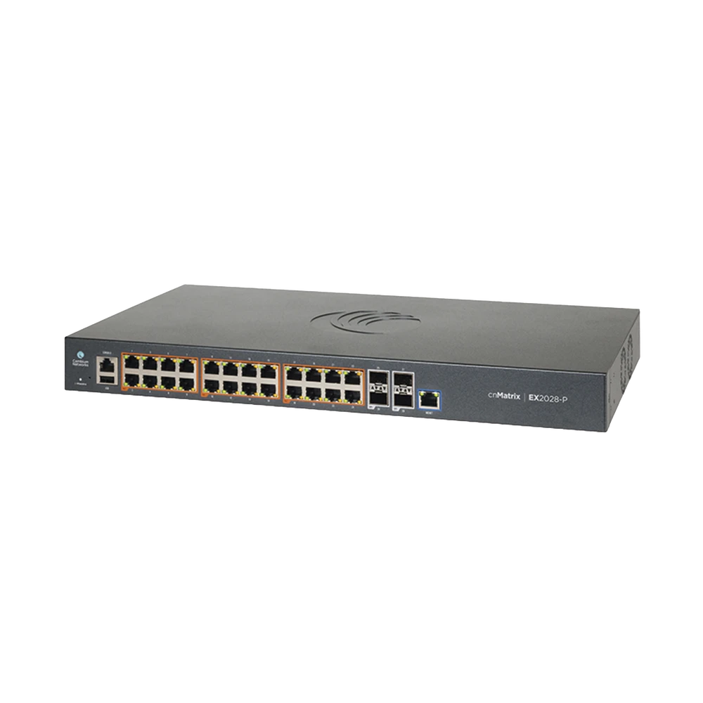 SWITCH CNMATRIX EX2028-P CAPA 3 DE 28 PUERTOS (24 POE GIGABIT 802.3AF/AT, 4 SFP+) ADMINISTRACIÓN DESDE LA NUBE (MX-EX2028PXB-U)-Networking-CAMBIUM NETWORKS-Bsai Seguridad & Controles