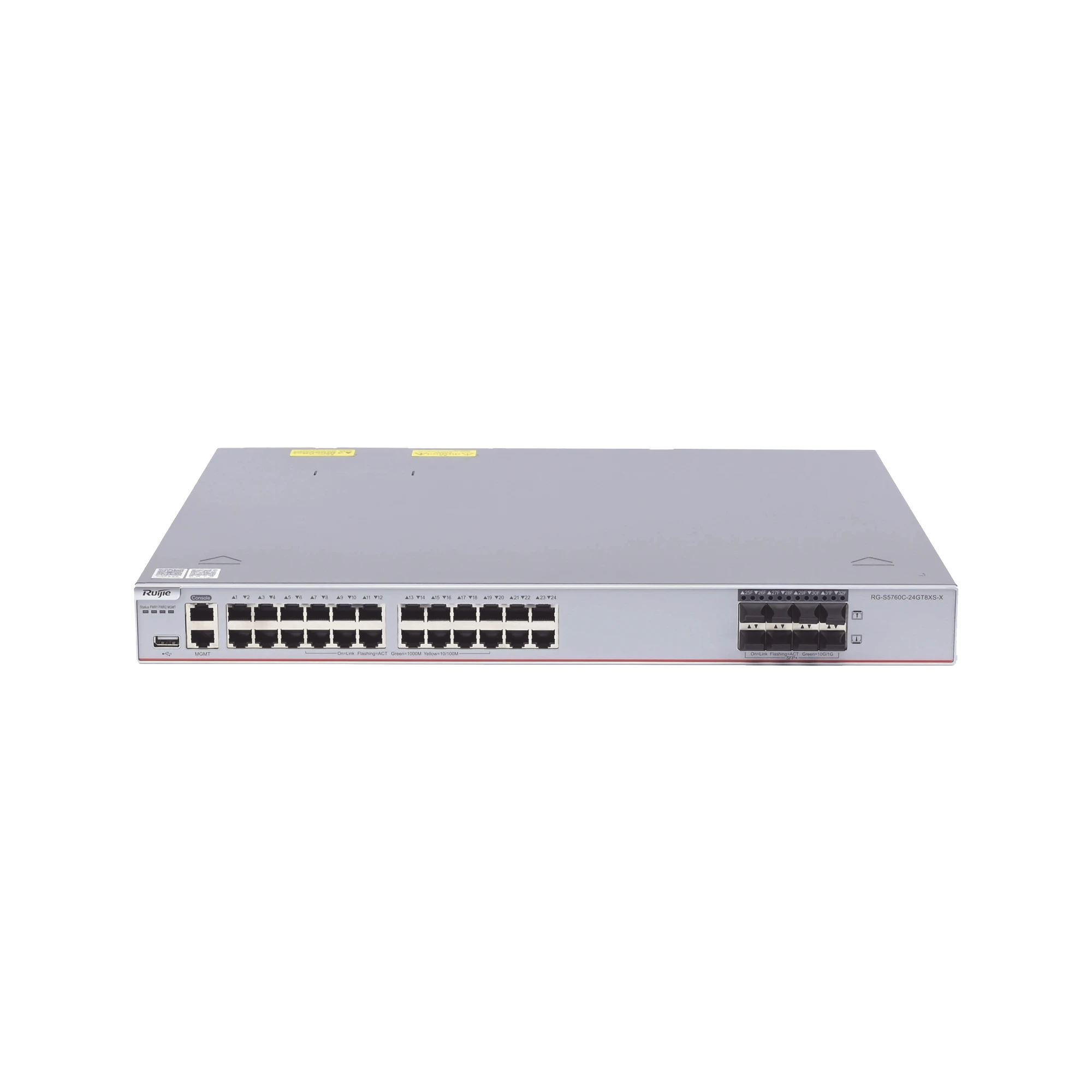 SWITCH CORE ADMINISTRABLE CAPA 3 CON 24 PUERTOS GIGABIT + 8 SFP+ PARA FIBRA 10GB, GESTIÓN GRATUITA DESDE LA NUBE.-Networking-RUIJIE-Bsai Seguridad & Controles