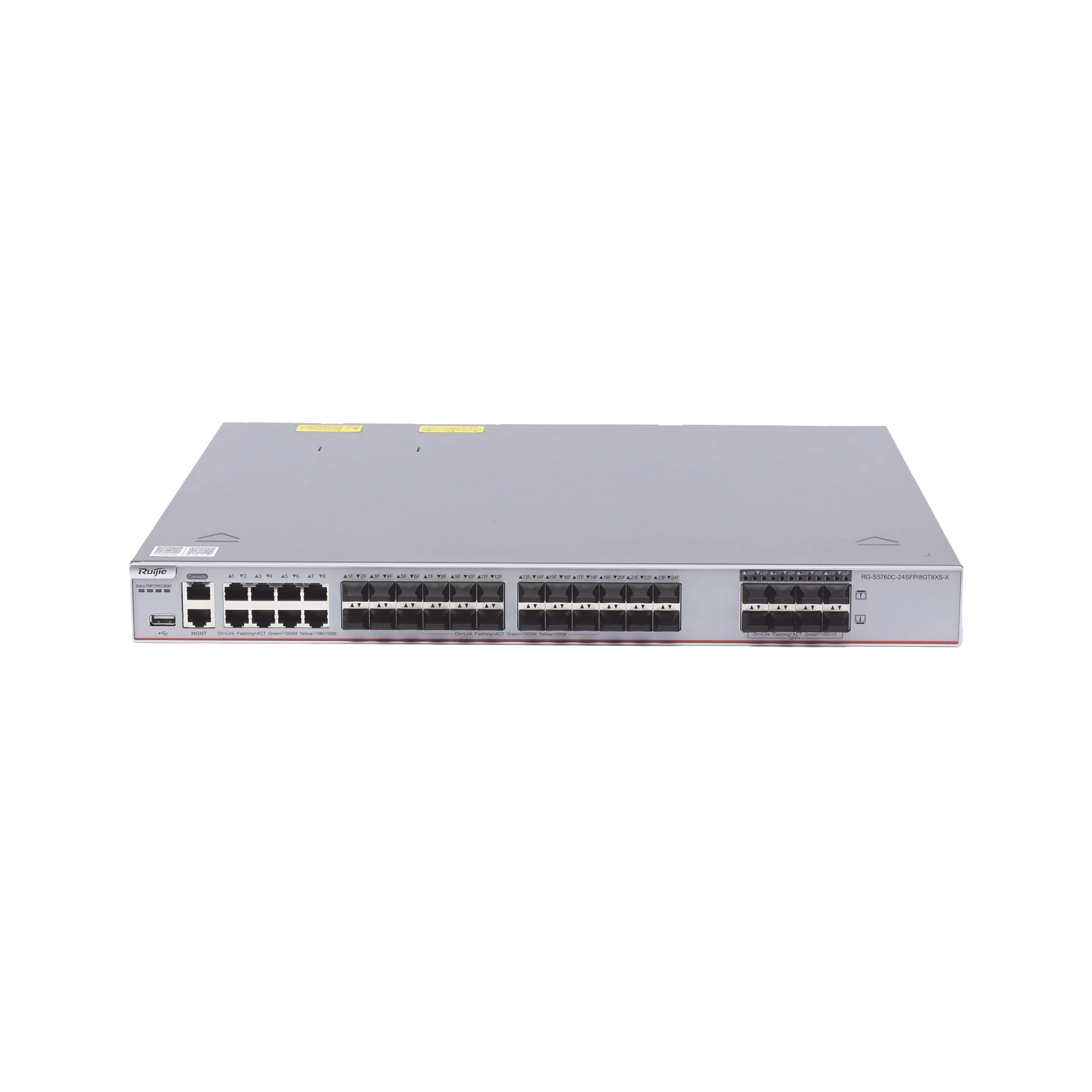 SWITCH CORE ADMINISTRABLE CAPA 3 CON 8 PUERTOS GIGABIT, 24 SFP+ Y 8 SFP+ COMBO PARA FIBRA 10GB, GESTIÓN GRATUITA DESDE LA NUBE.-Networking-RUIJIE-Bsai Seguridad & Controles